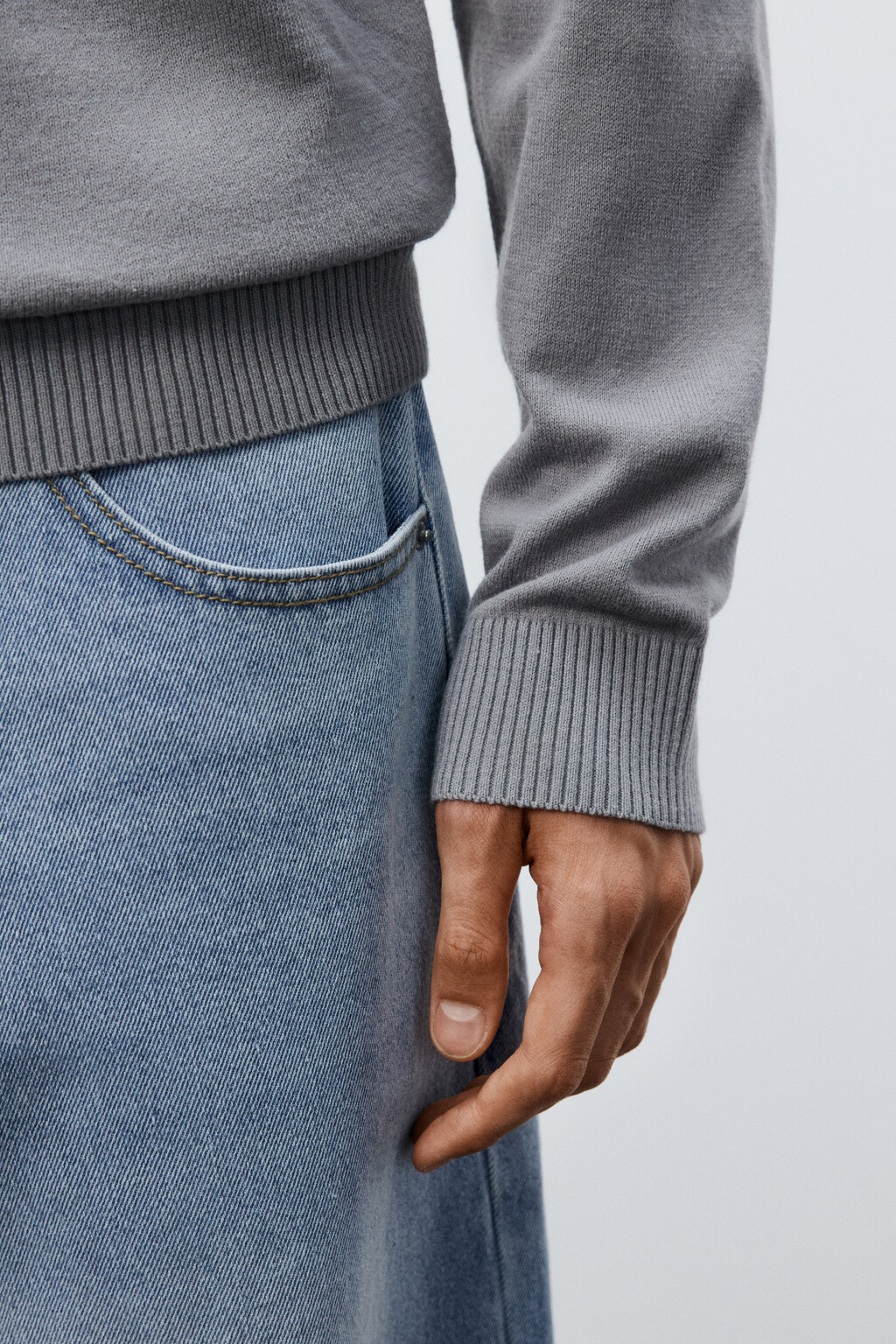 Джемпер тонкий вязаный - цвет серый - 6