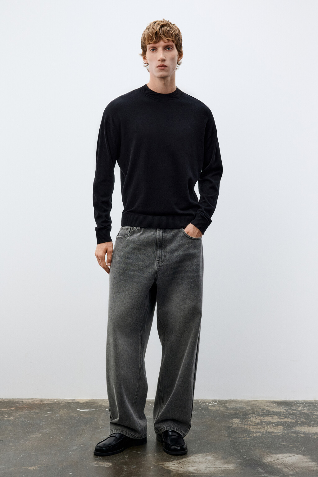 Джемпер тонкий вязаный - цвет черный - 4