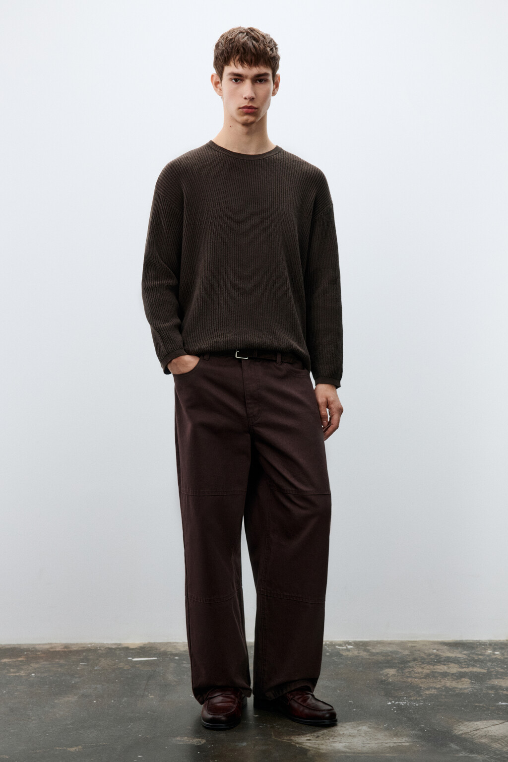 Джемпер вязаный хлопковый - цвет коричневый - 5