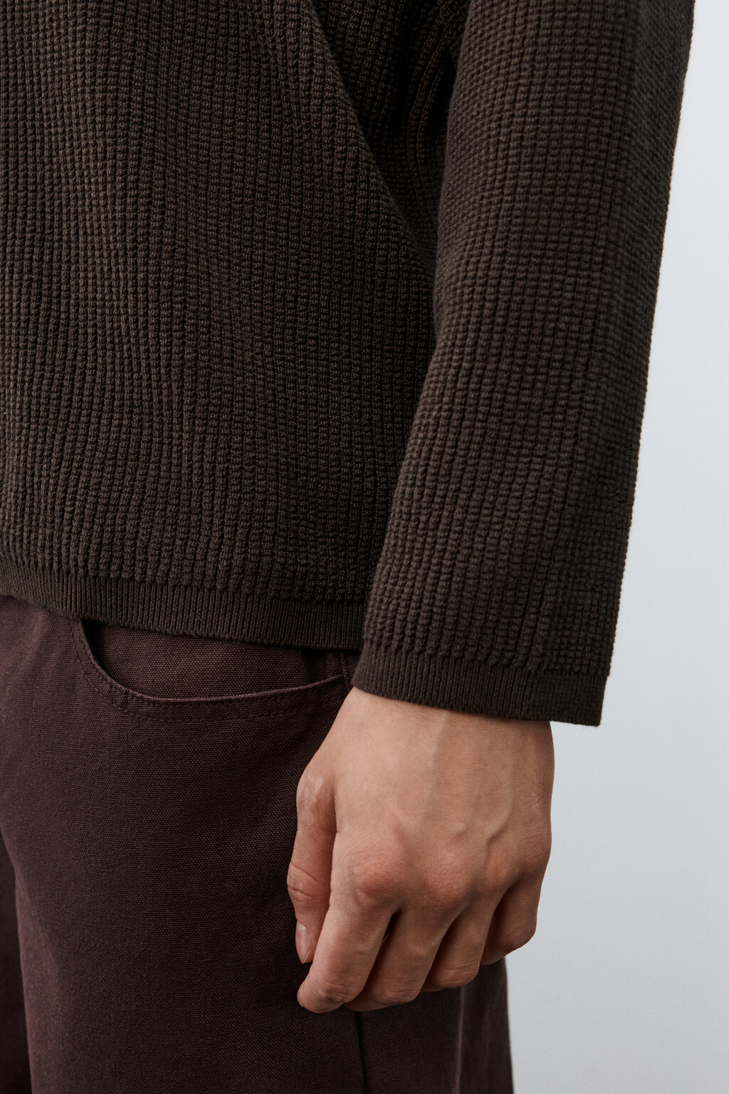 Джемпер вязаный хлопковый - цвет коричневый - 7