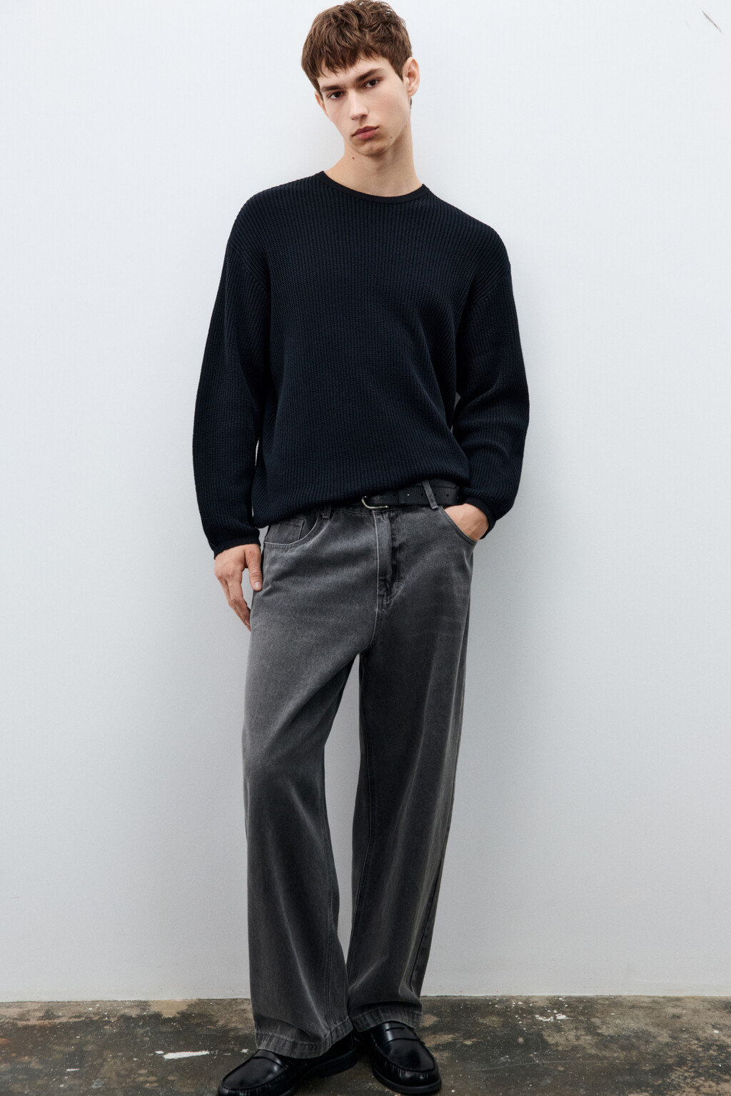 Джемпер вязаный хлопковый - цвет черный - 2