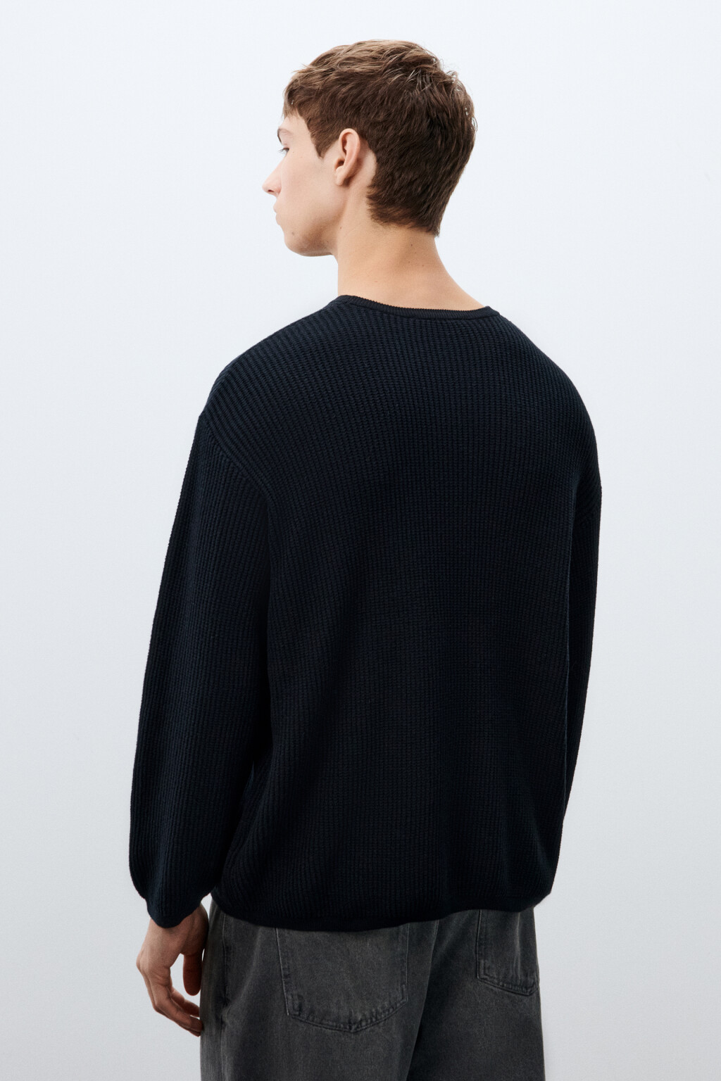 Джемпер вязаный хлопковый - цвет черный - 4