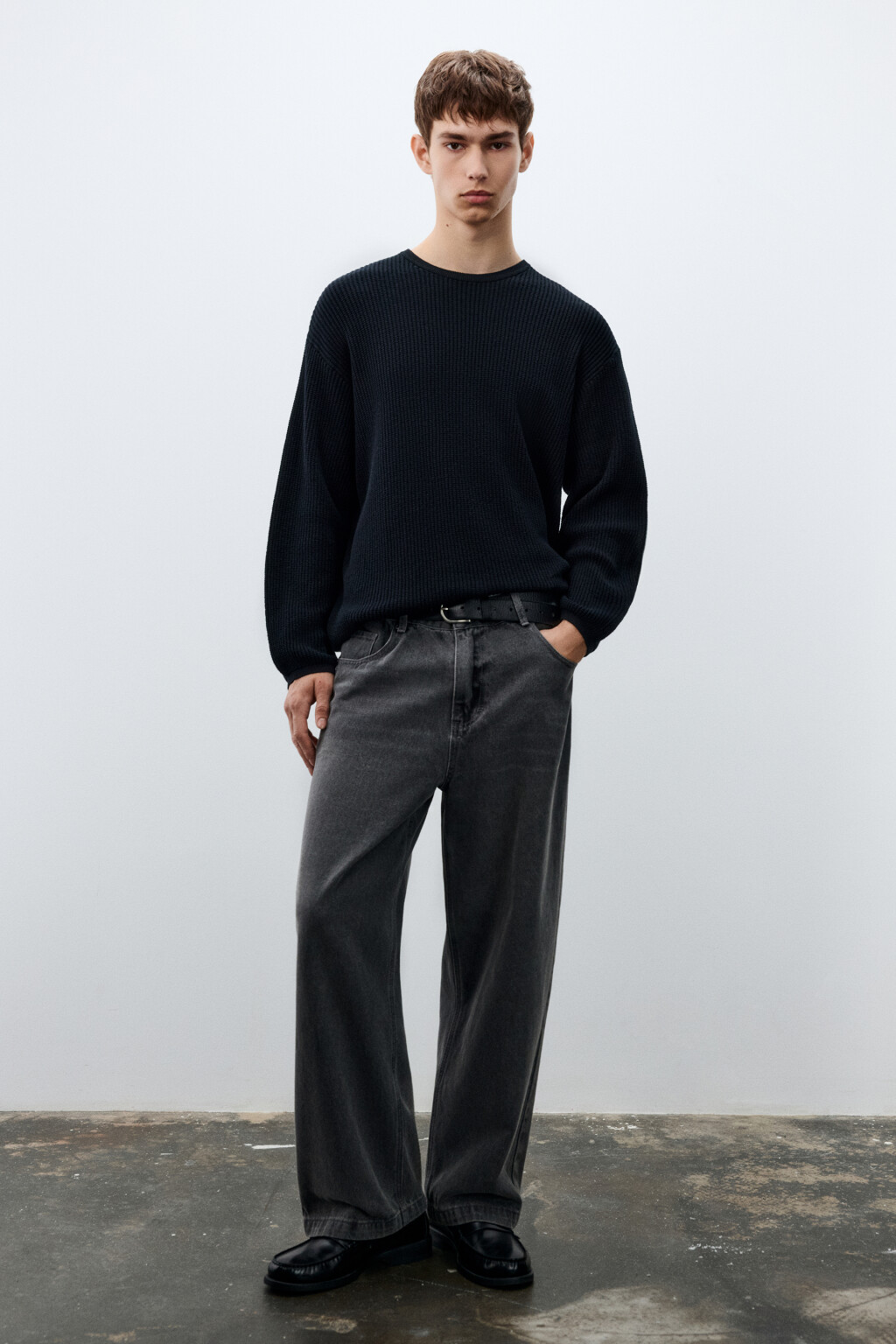 Джемпер вязаный хлопковый - цвет черный - 5