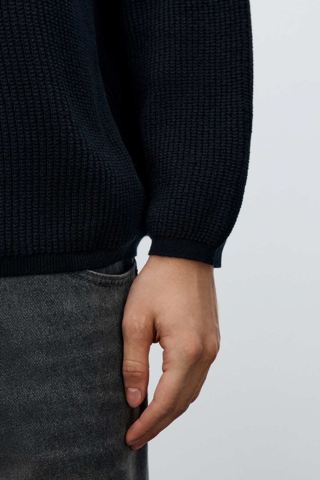 Джемпер вязаный хлопковый - цвет черный - 7