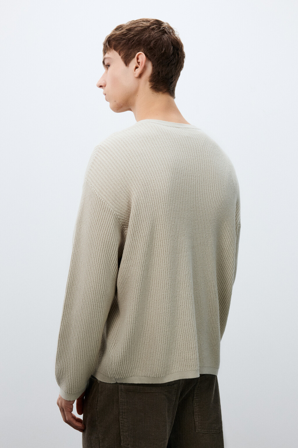 Джемпер вязаный хлопковый - цвет молочный - 4
