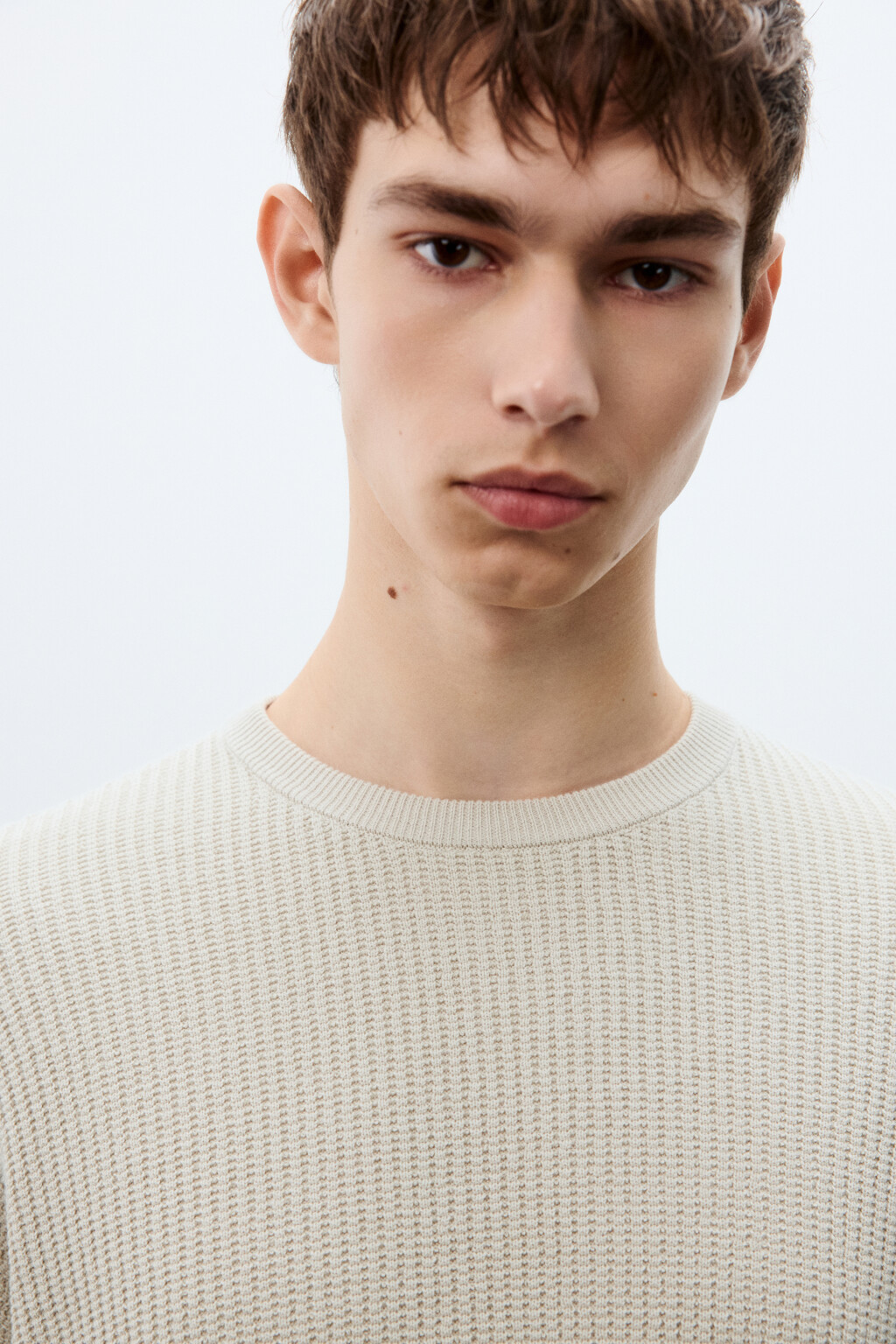Джемпер вязаный хлопковый - цвет молочный - 6