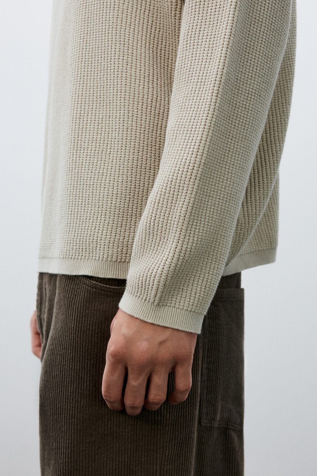 Джемпер вязаный хлопковый - цвет молочный - 7