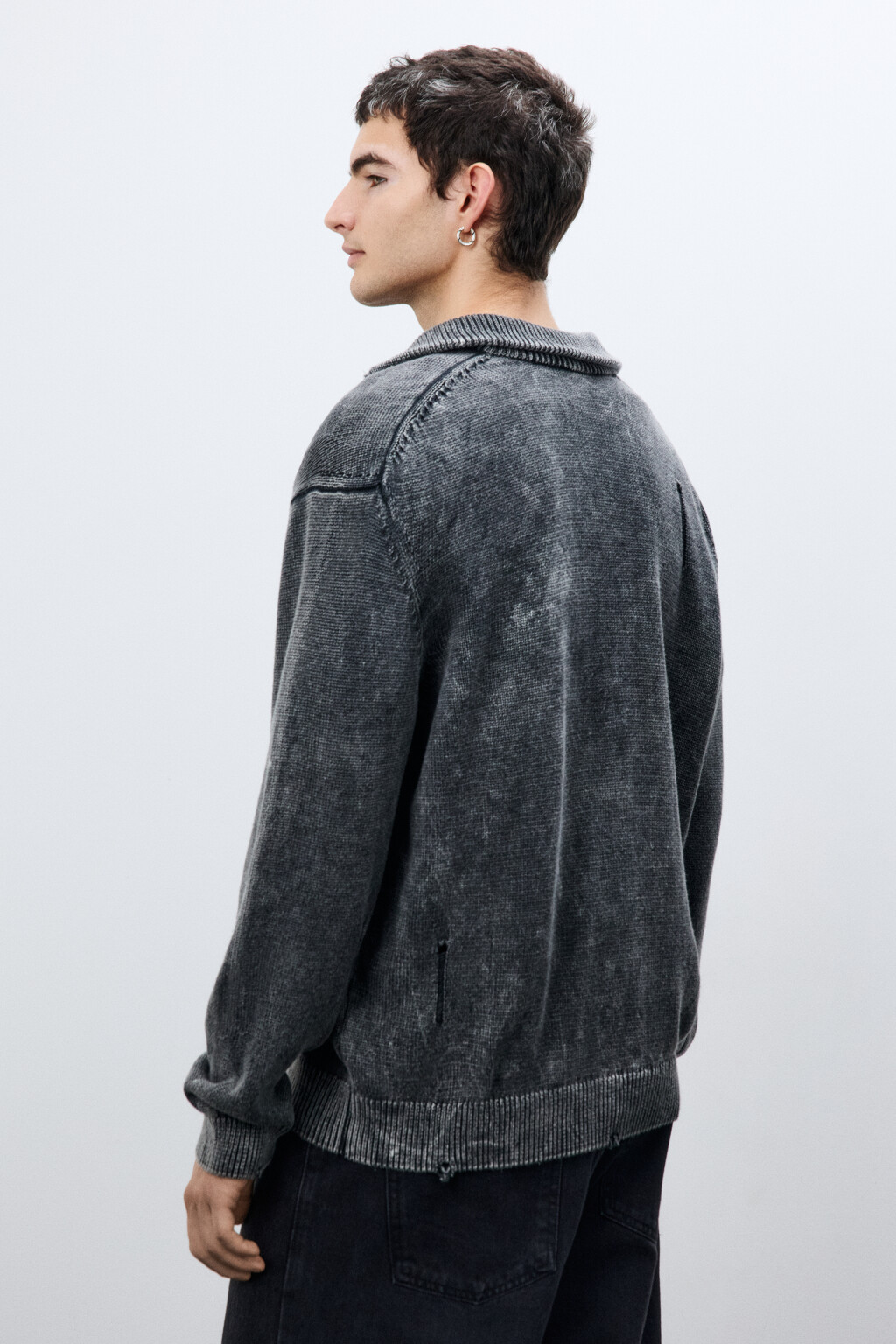 Джемпер рваный с вареным эффектом - цвет черный - 3