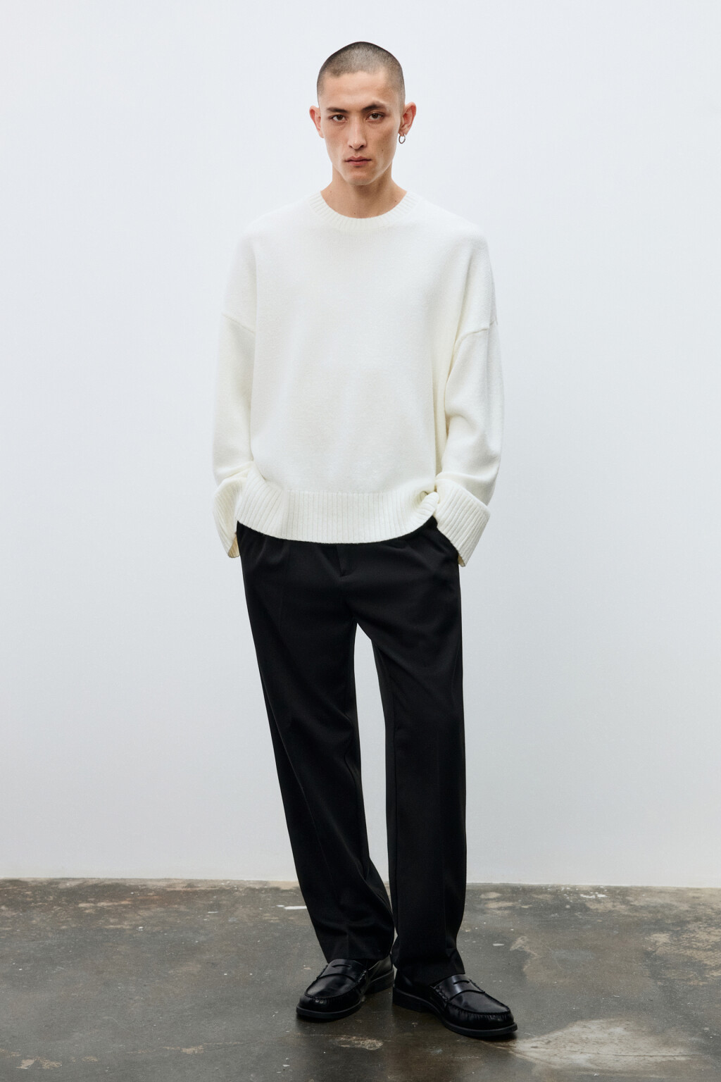 Джемпер вязаный базовый - цвет белый - 5