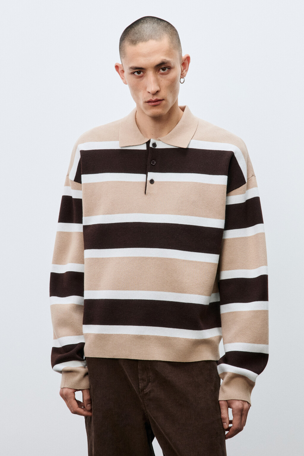 Джемпер-поло вязаный в полоску - цвет мультиколор - 2