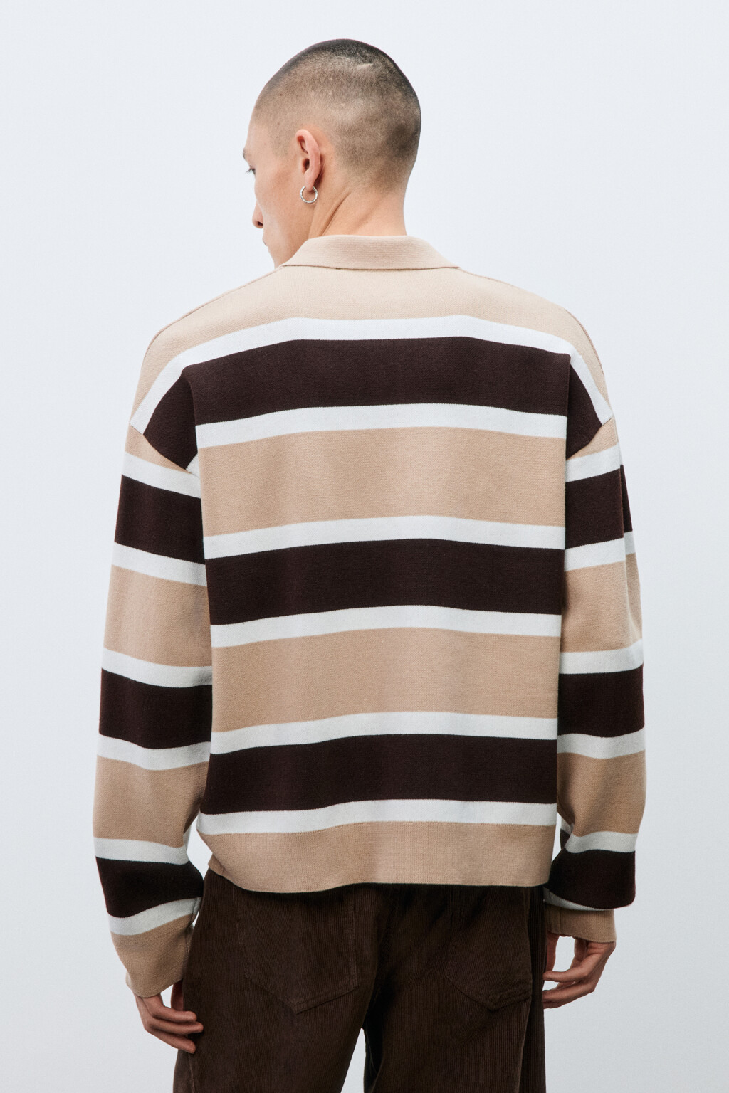 Джемпер-поло вязаный в полоску - цвет мультиколор - 3