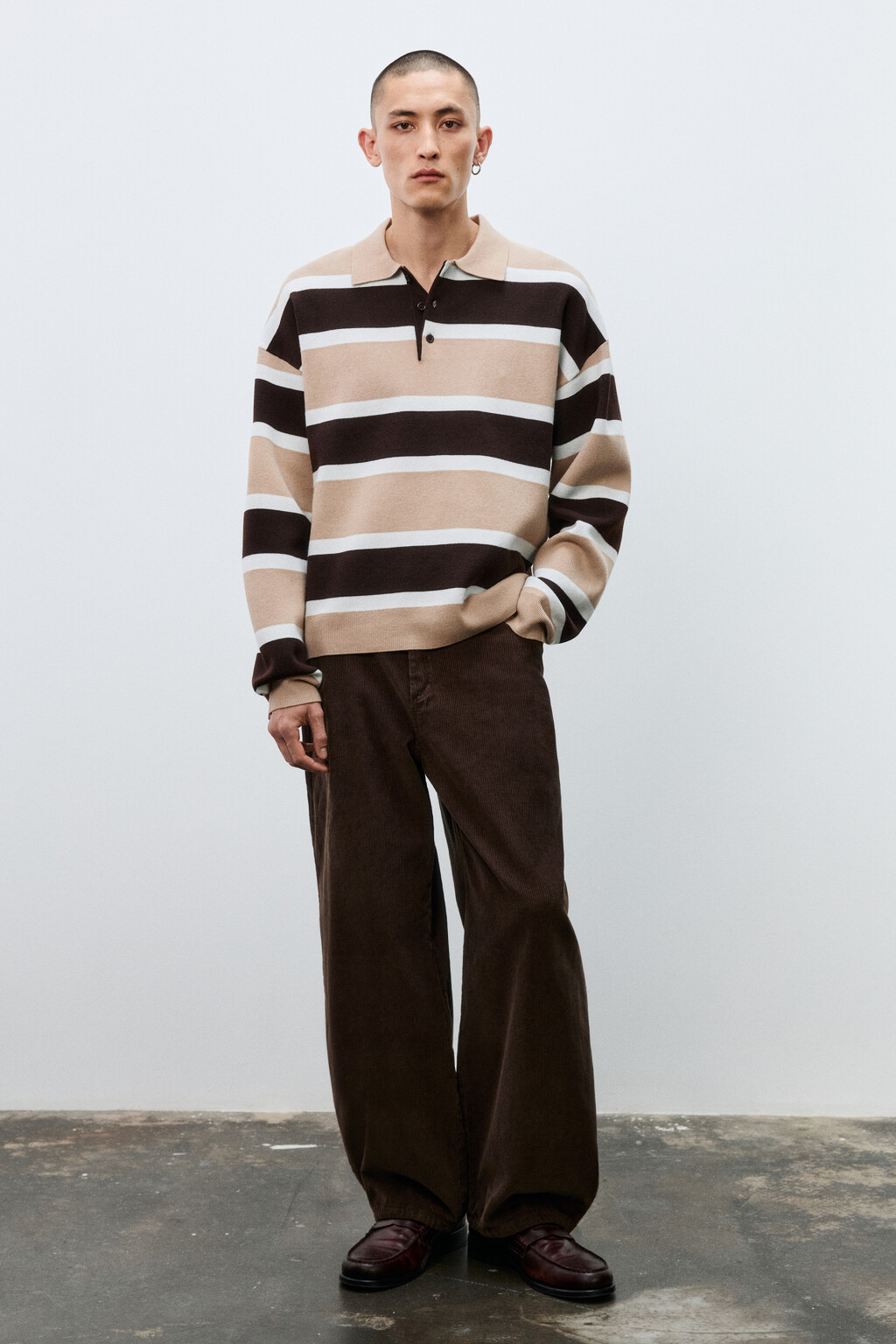 Джемпер-поло вязаный в полоску - цвет мультиколор - 4