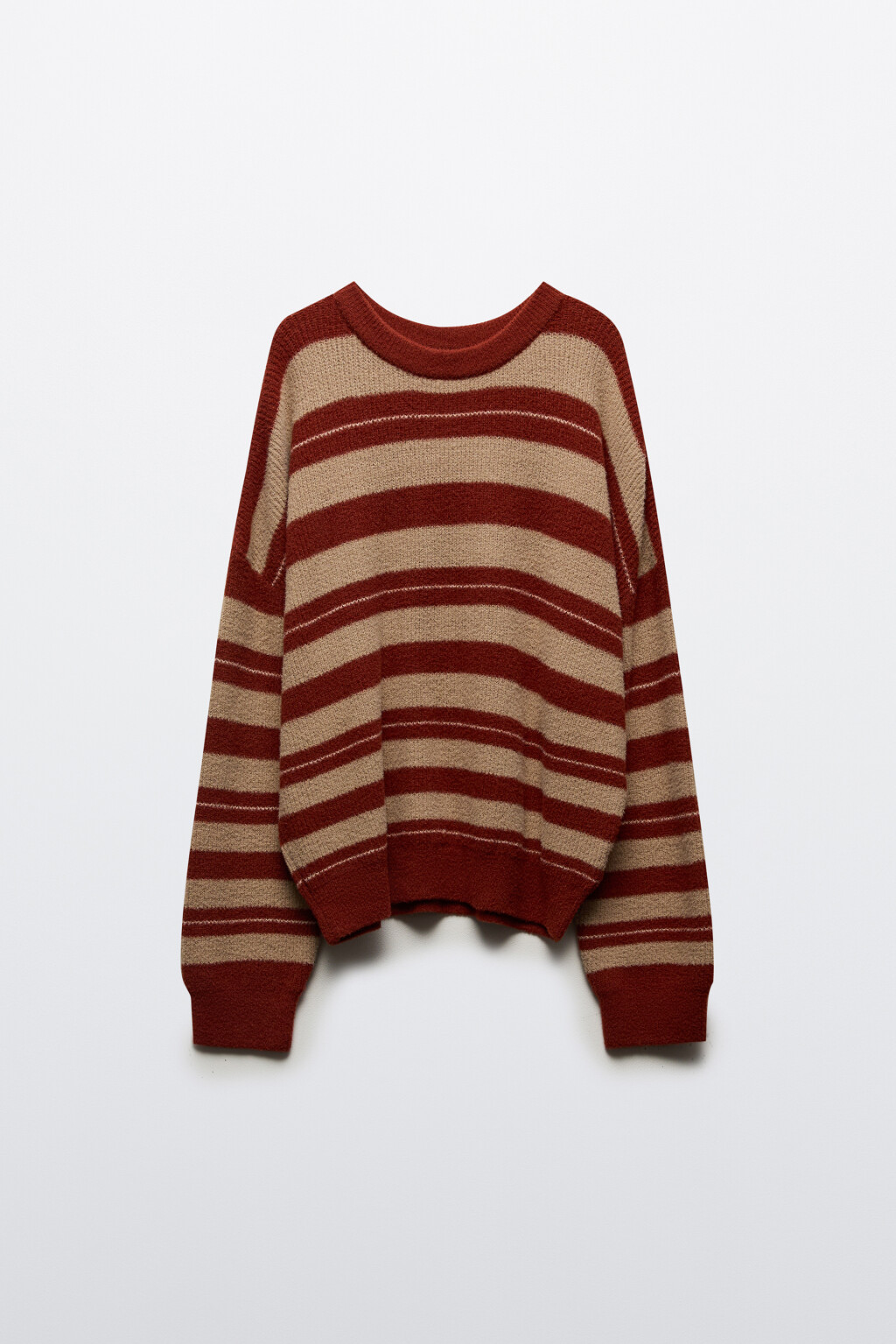 Джемпер вязаный в полоску - цвет бордовый - 8