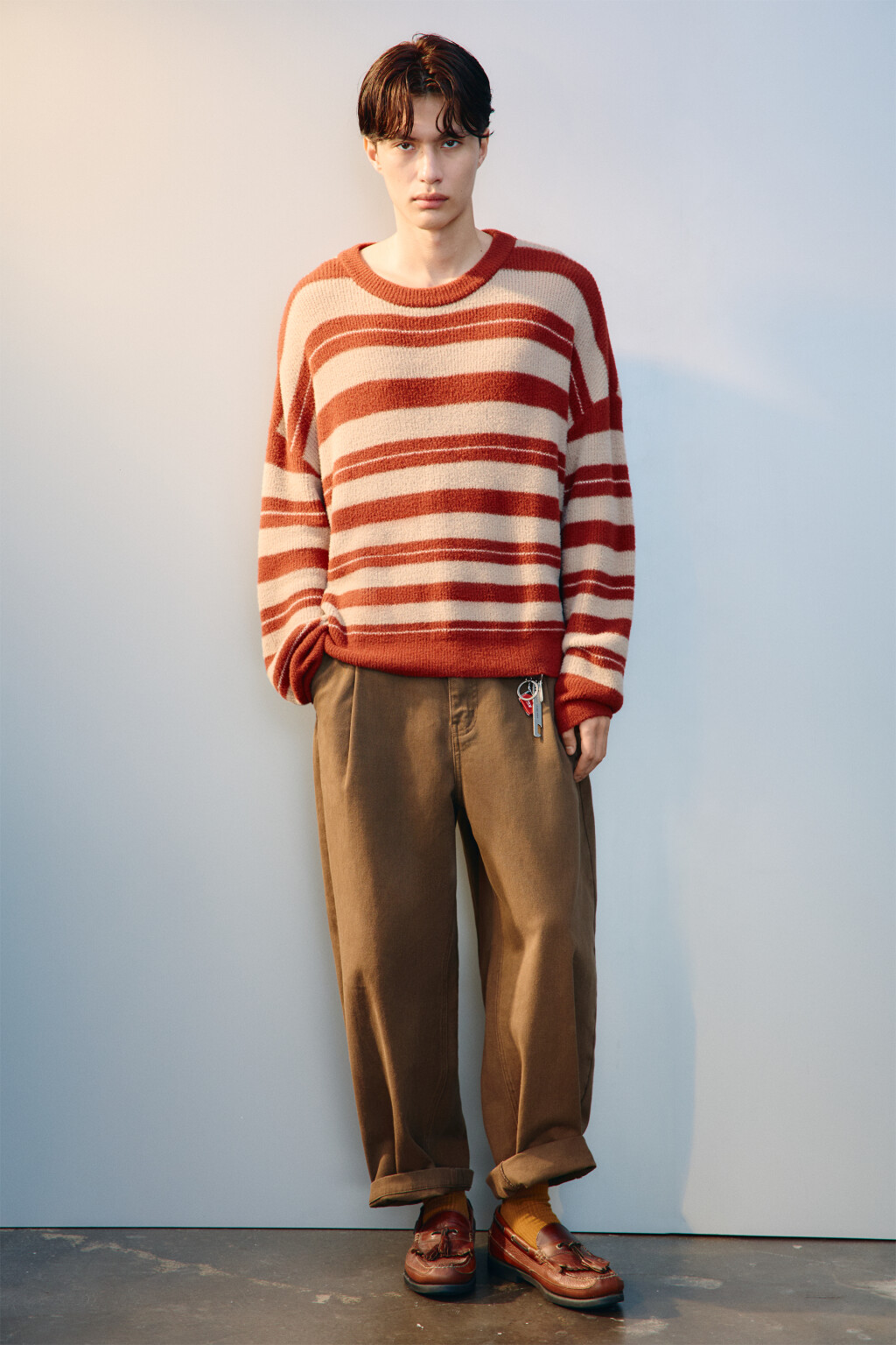 Джемпер вязаный в полоску - цвет бордовый - 5