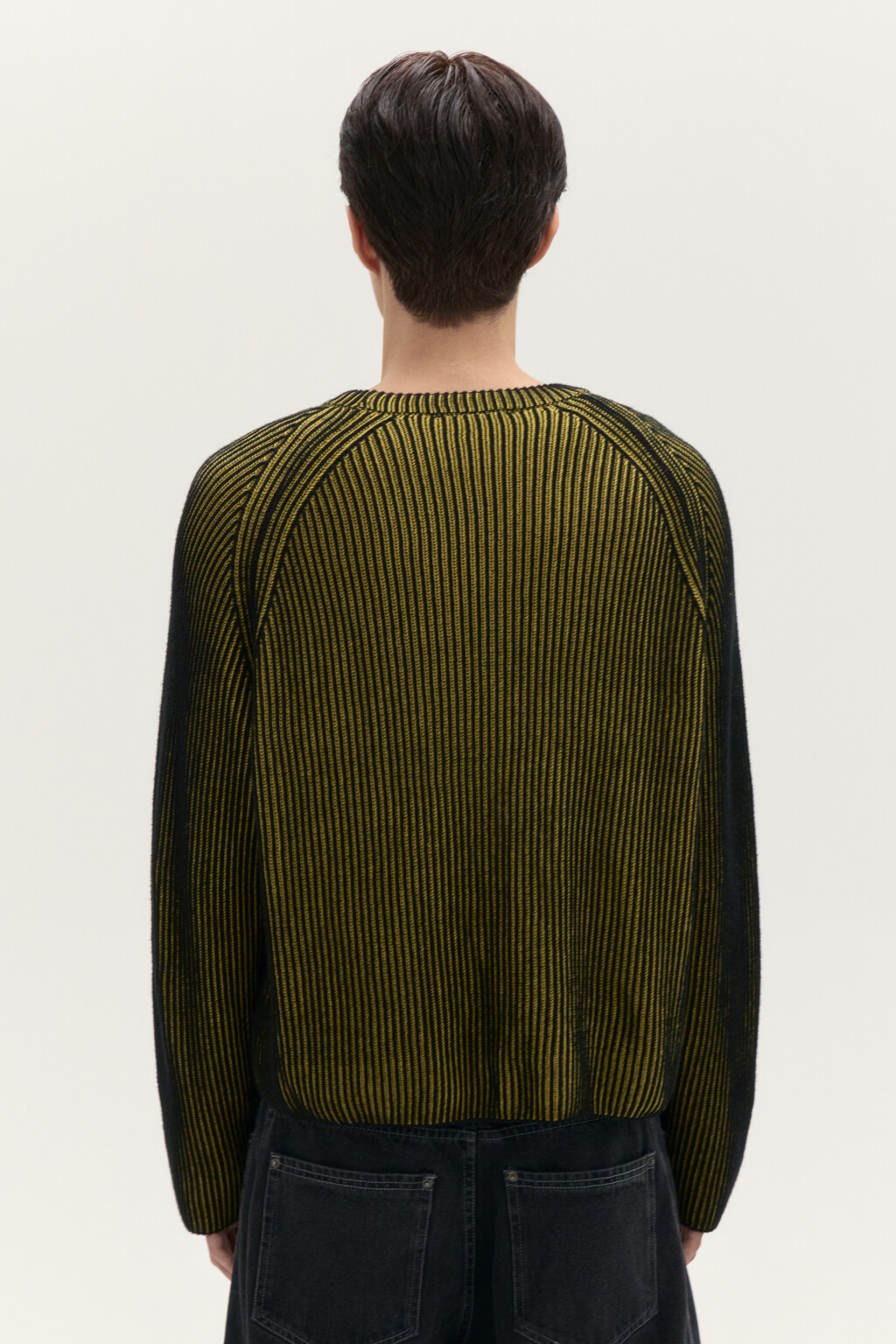 Джемпер вязаный в рубчик - цвет желтый - 3