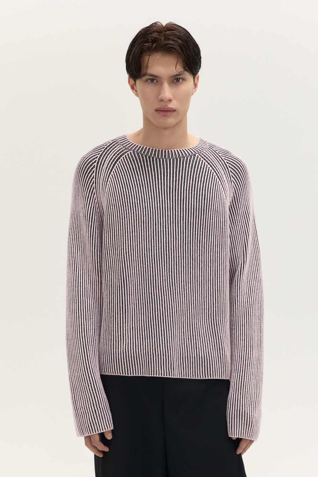 Джемпер вязаный в рубчик - цвет розовый - 2