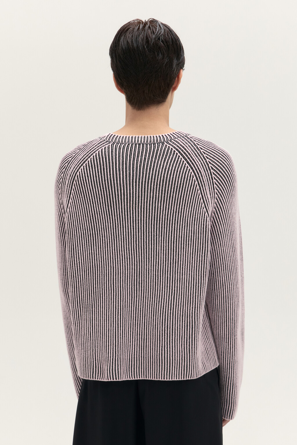 Джемпер вязаный в рубчик - цвет розовый - 3