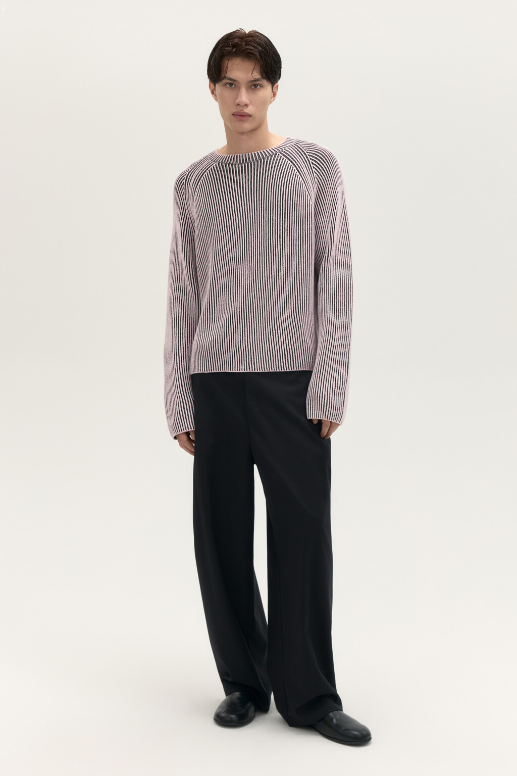 Джемпер вязаный в рубчик - цвет розовый - 4