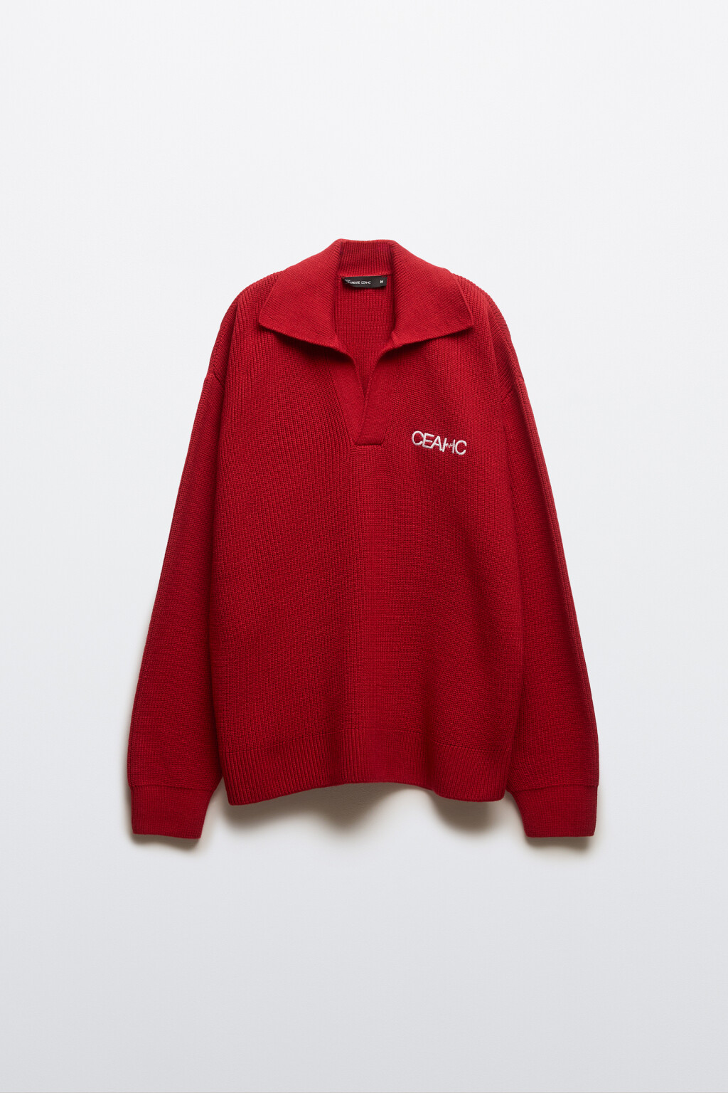 Джемпер-поло вязаный с вышивкой - цвет красный - 9