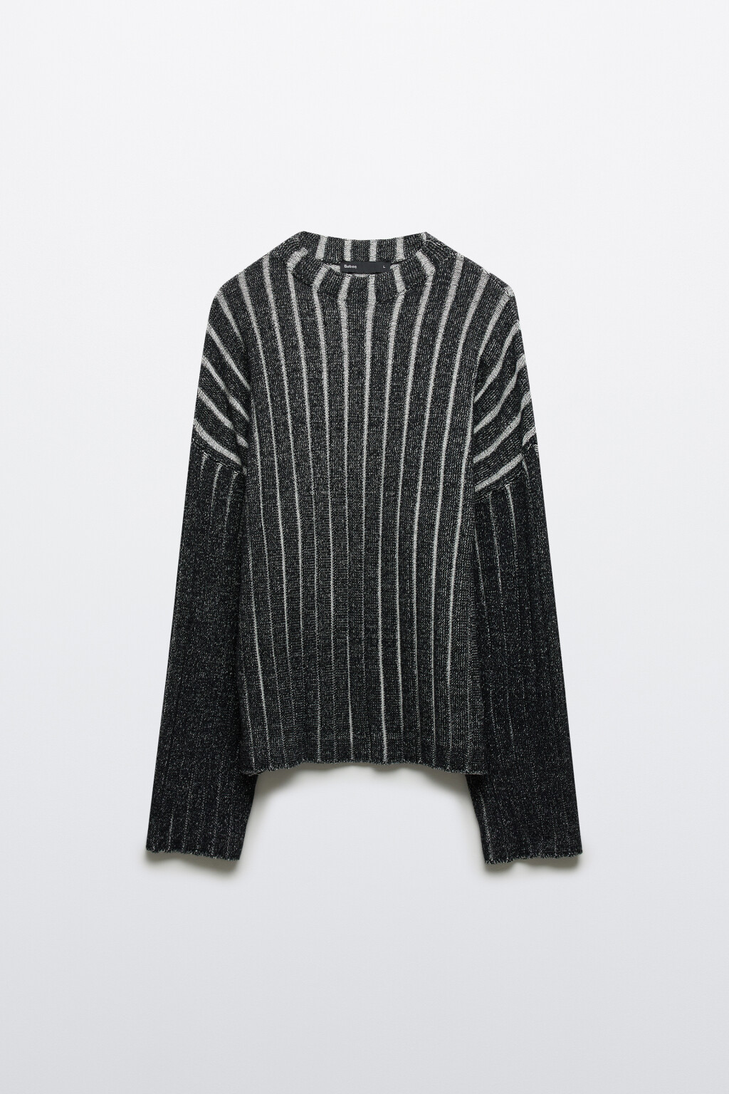 Джемпер вязаный в полоску - цвет черный - 8