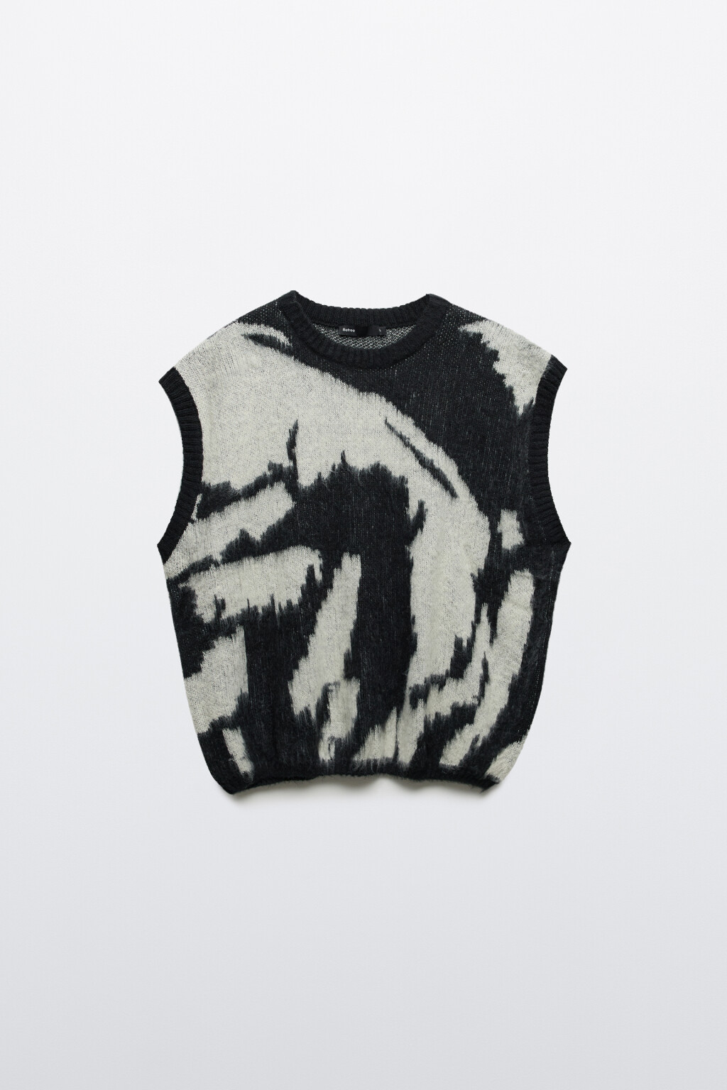 Жилет вязаный с принтом-абстракцией - цвет черный - 7