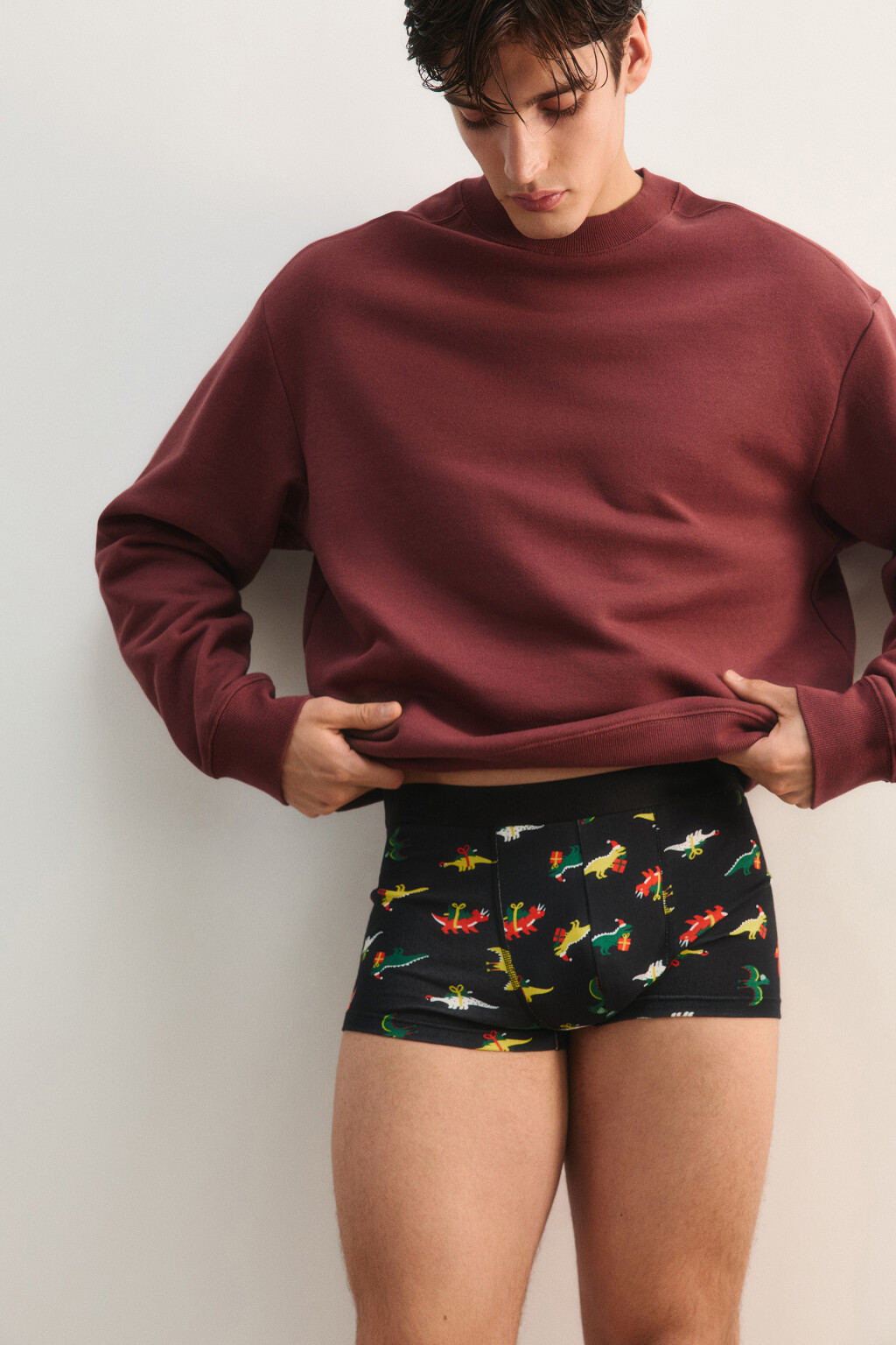 Трусы с новогодним принтом - цвет черный - 1