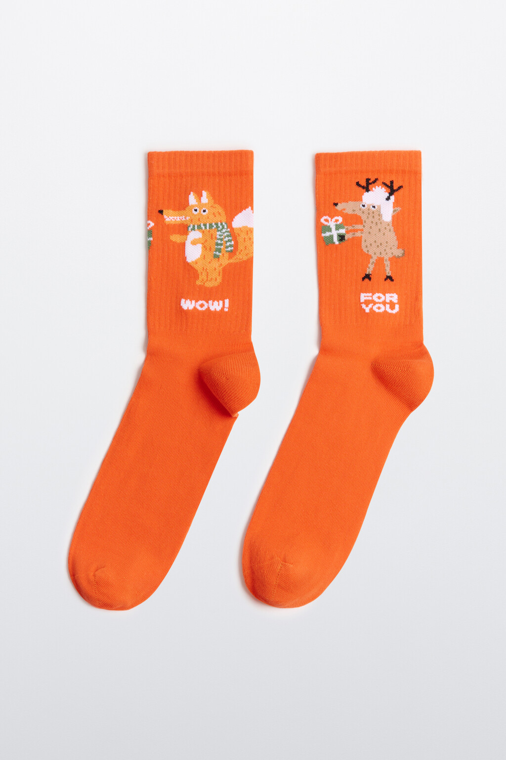 Носки с новогодней вышивкой - цвет оранжевый - 1