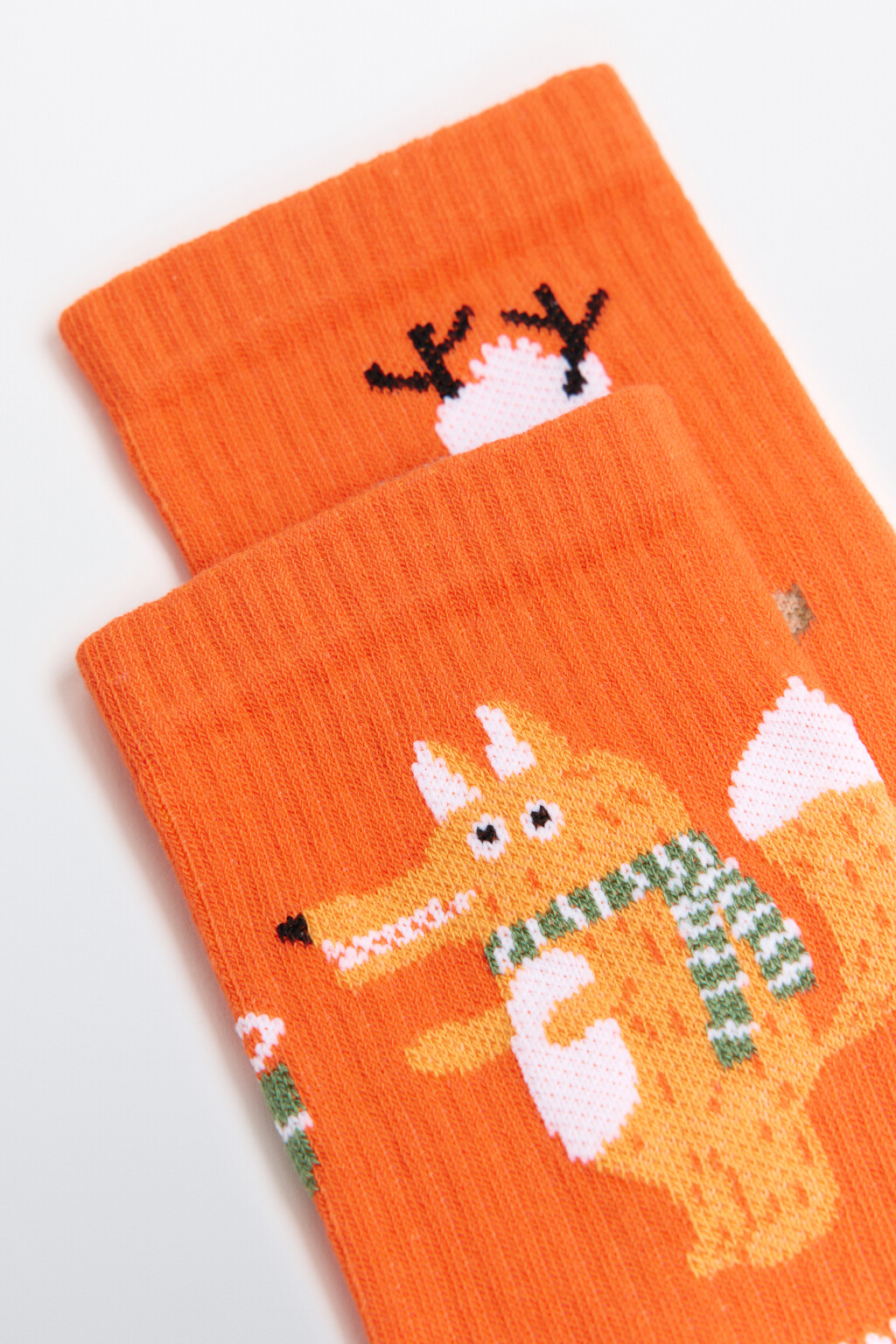 Носки с новогодней вышивкой - цвет оранжевый - 2