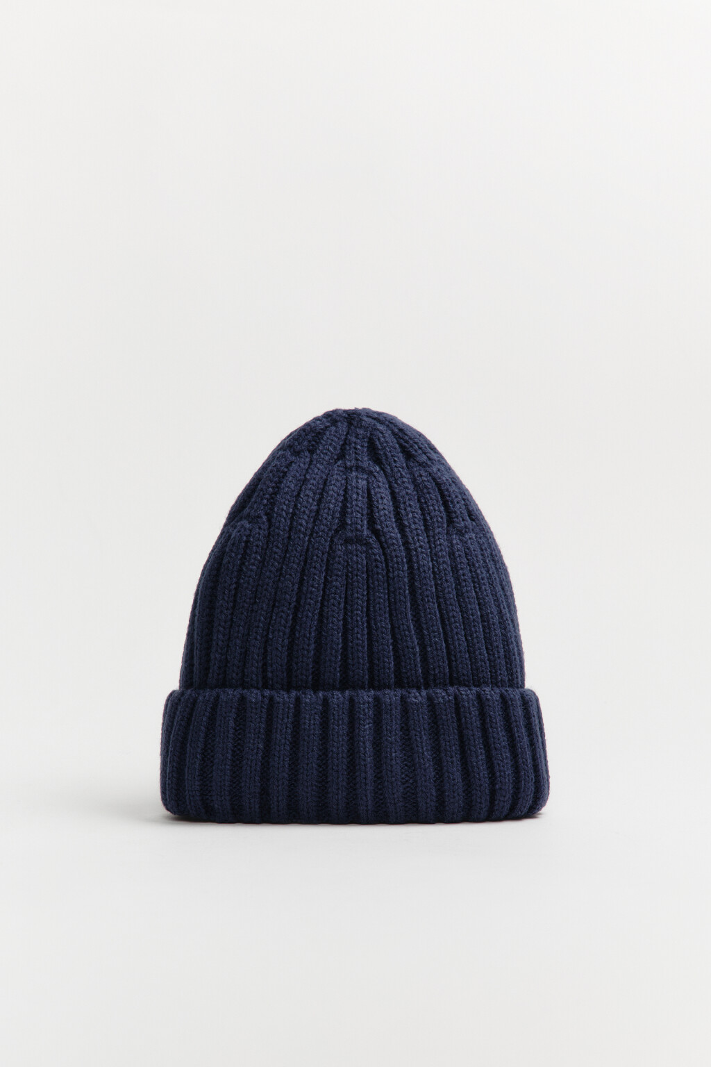 Шапка-бини вязаная в рубчик - цвет синий - 3