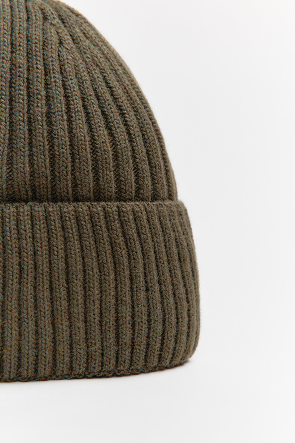 Шапка-бини шерстяная с утеплением - цвет зеленый - 4