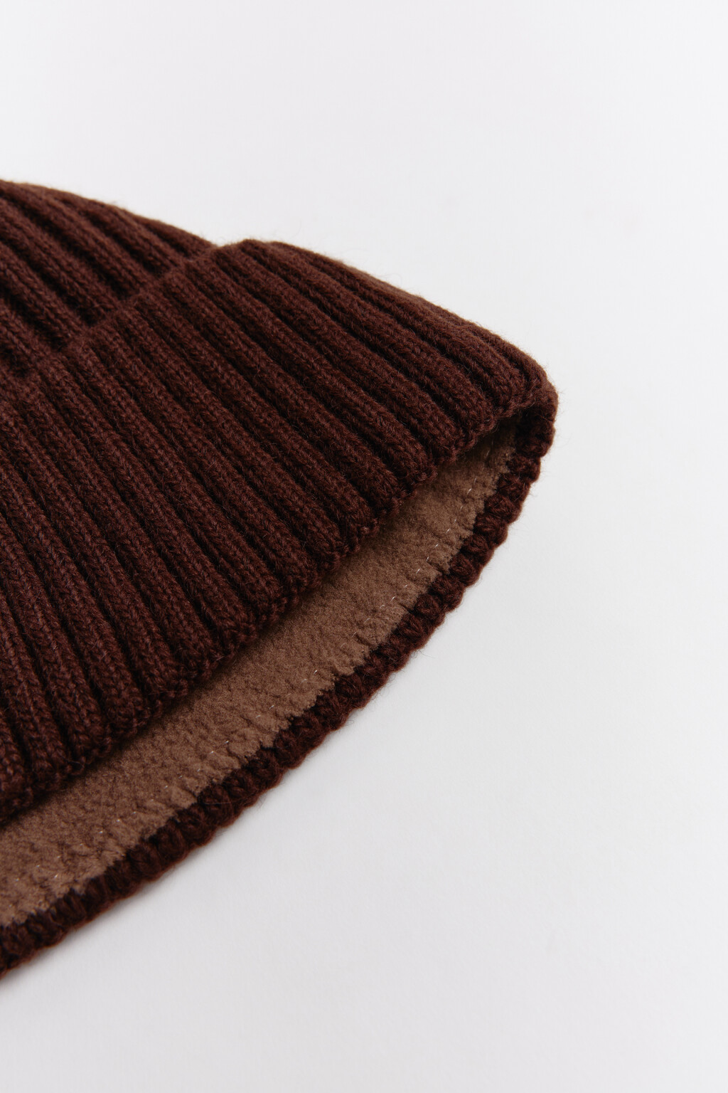 Шапка-бини шерстяная с утеплением - цвет коричневый - 5