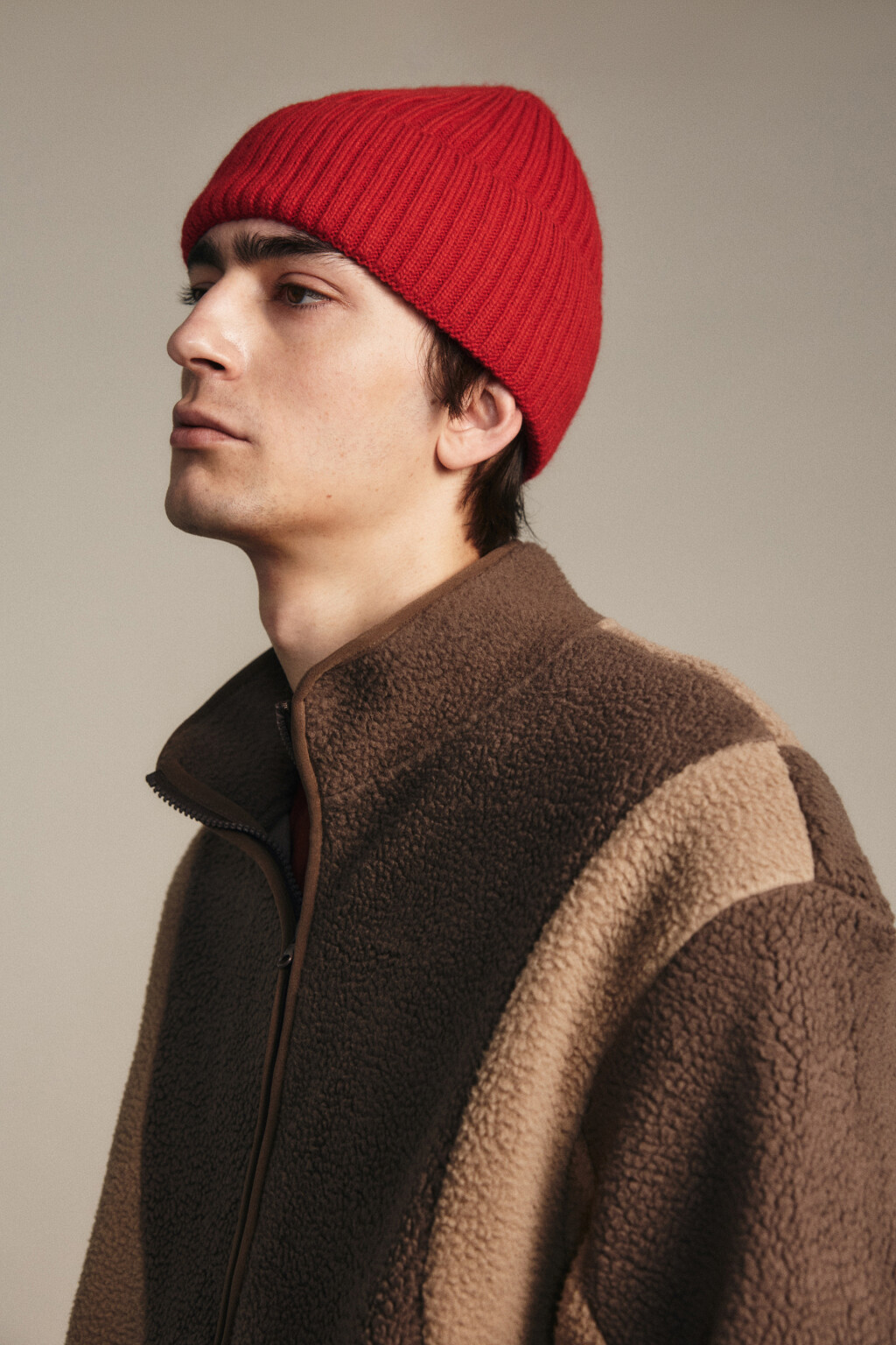 Шапка-бини шерстяная с утеплением - цвет красный - 2