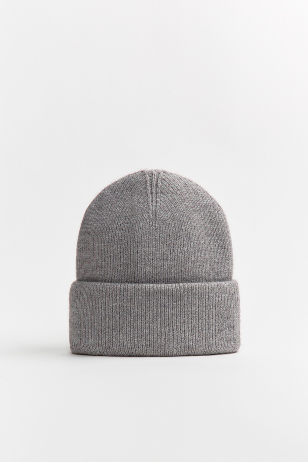 Шапка-бини трикотажная в рубчик - цвет серый - 4
