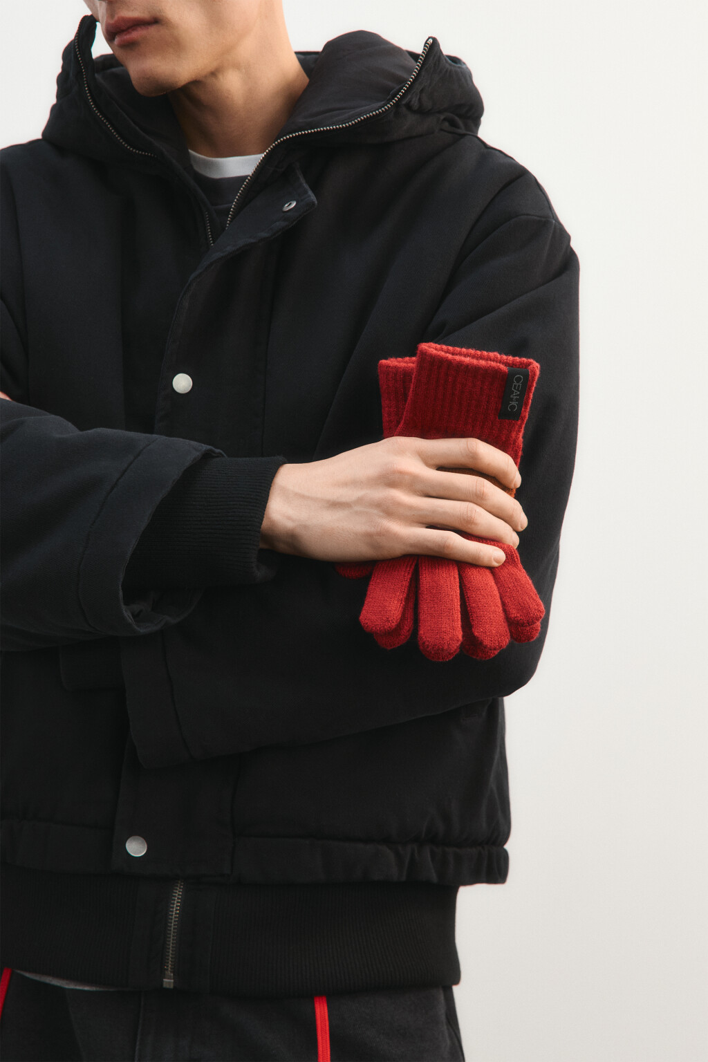 Перчатки вязаные с ярлычком - цвет бордовый - 2