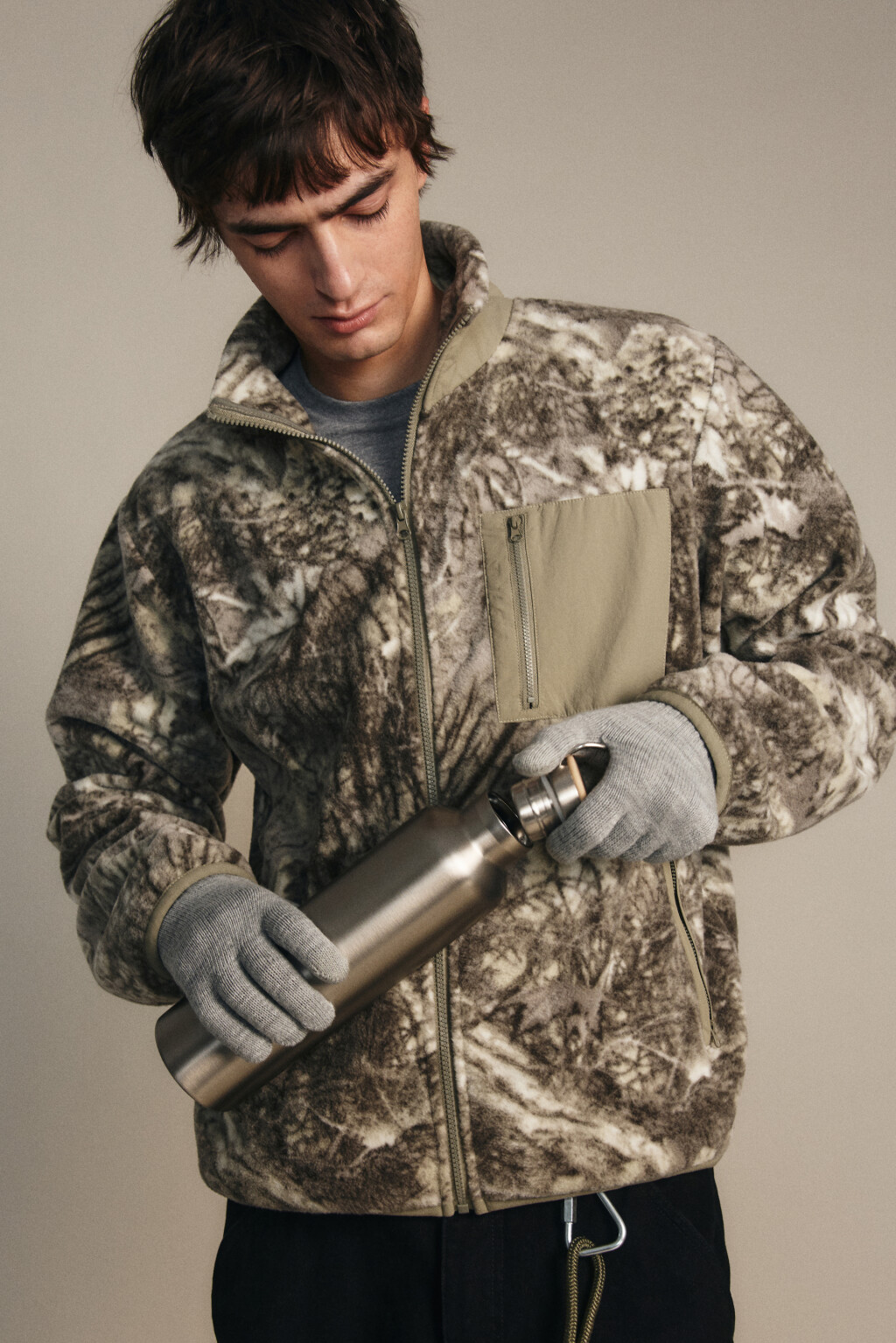 Перчатки из вязаного трикотажа - цвет серый - 2