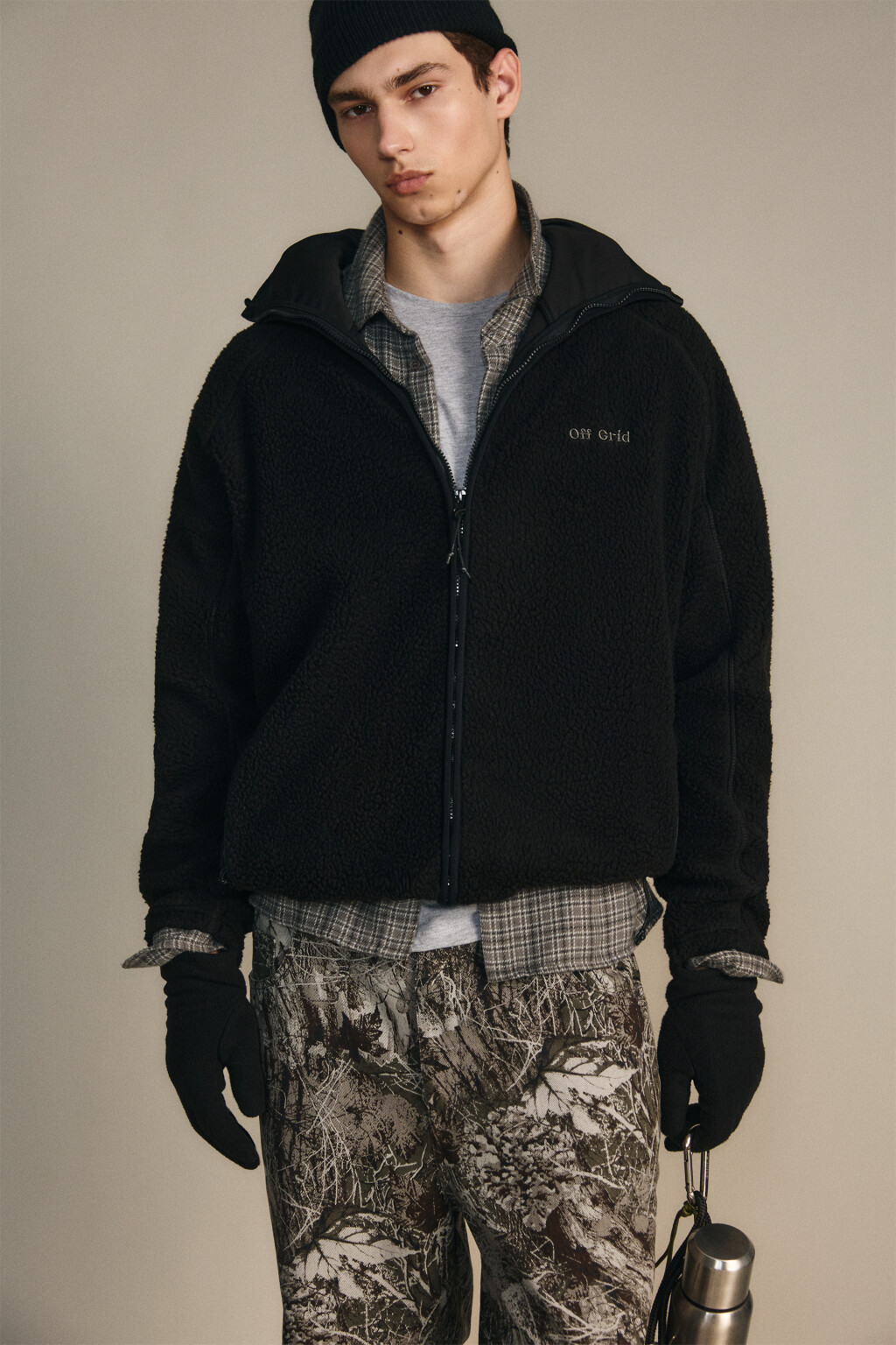 Перчатки теплые флисовые - цвет черный - 3