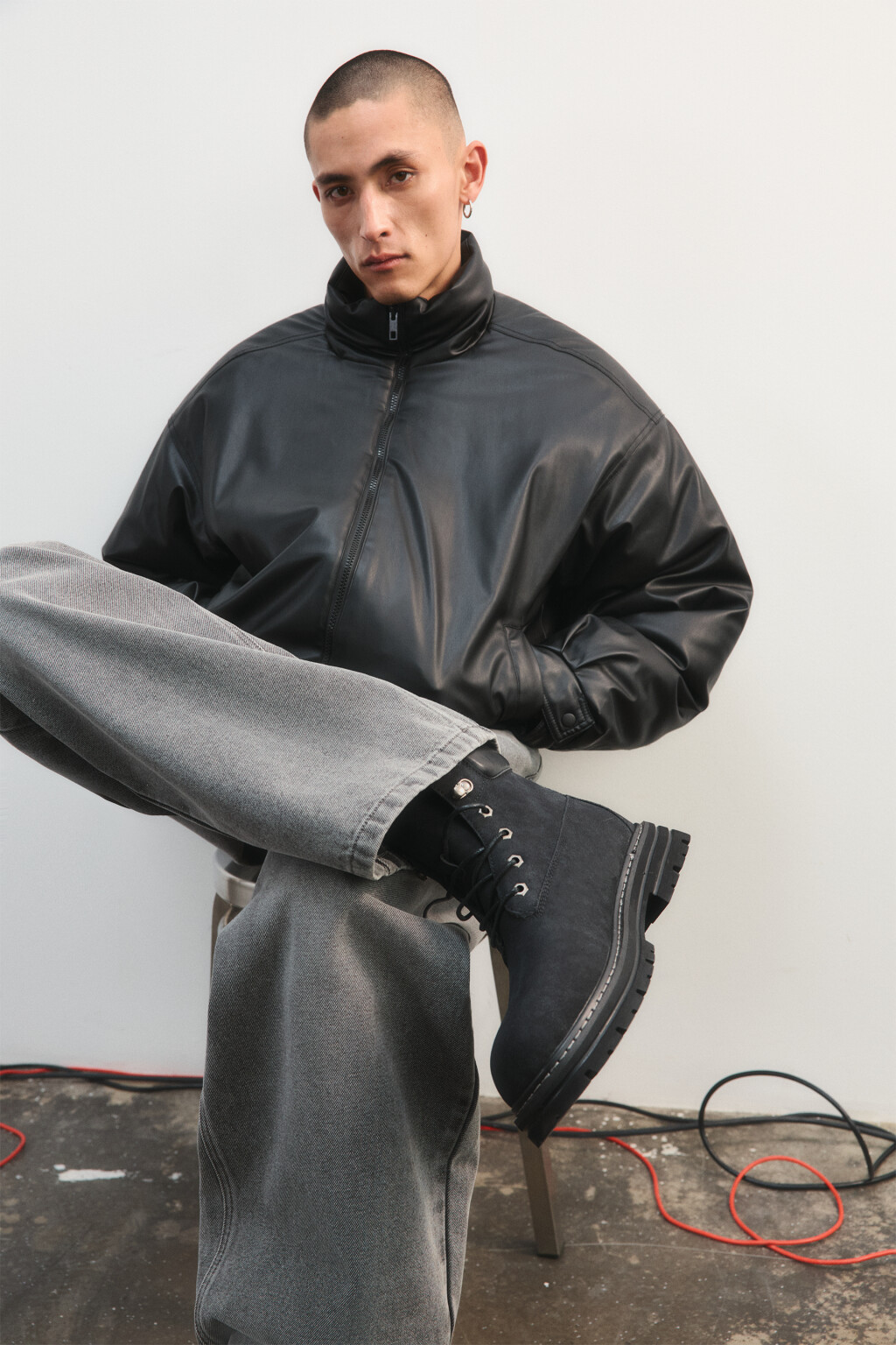 Ботинки кожаные с утеплением - цвет черный - 1