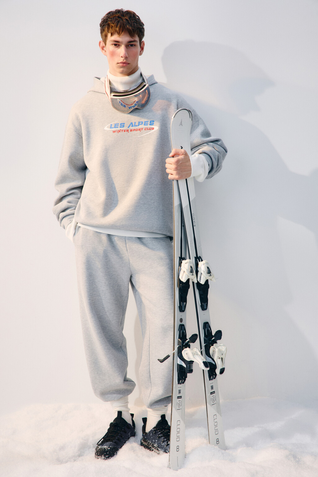 Брюки-джоггеры утепленные - цвет серый - 1