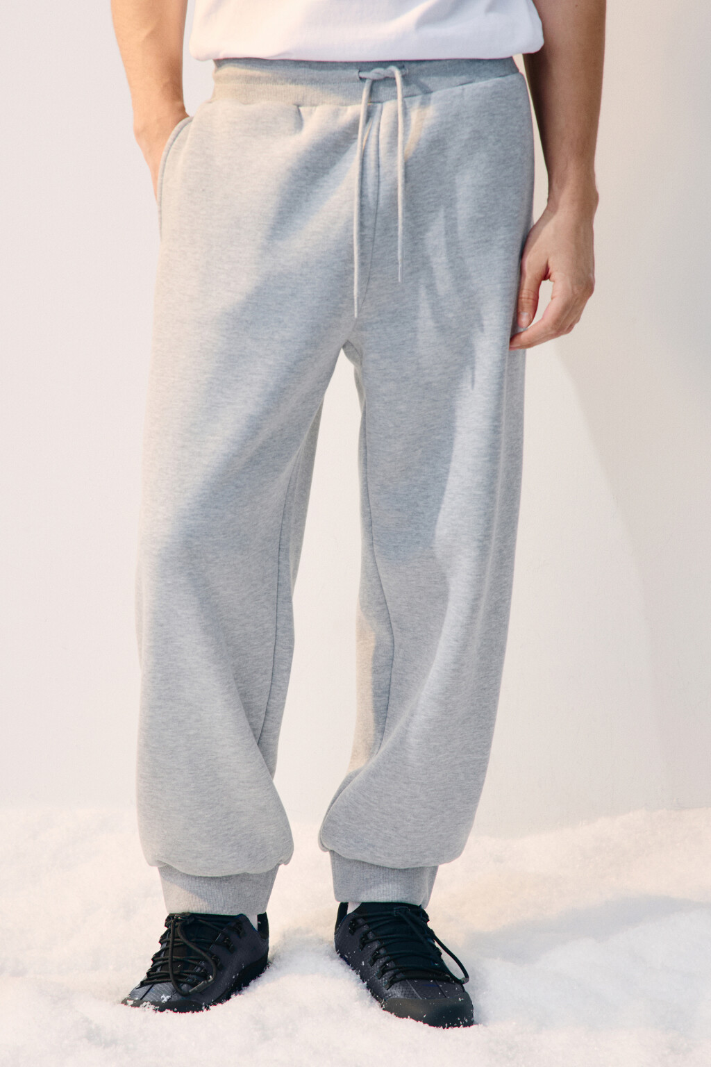 Брюки-джоггеры утепленные - цвет серый - 2
