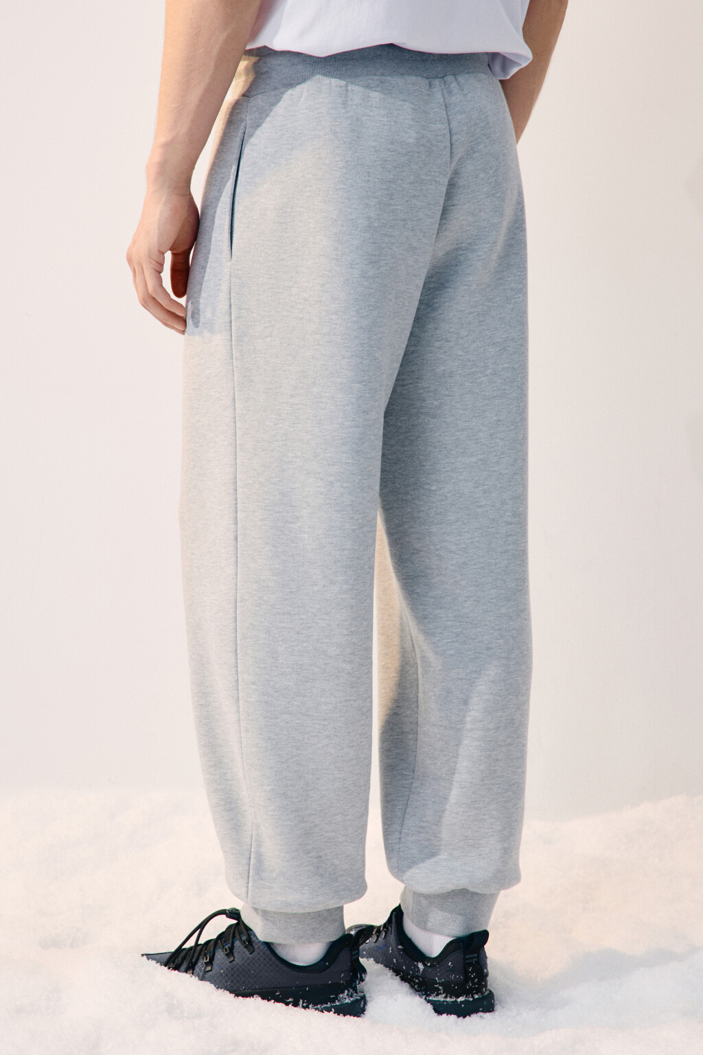 Брюки-джоггеры утепленные - цвет серый - 3