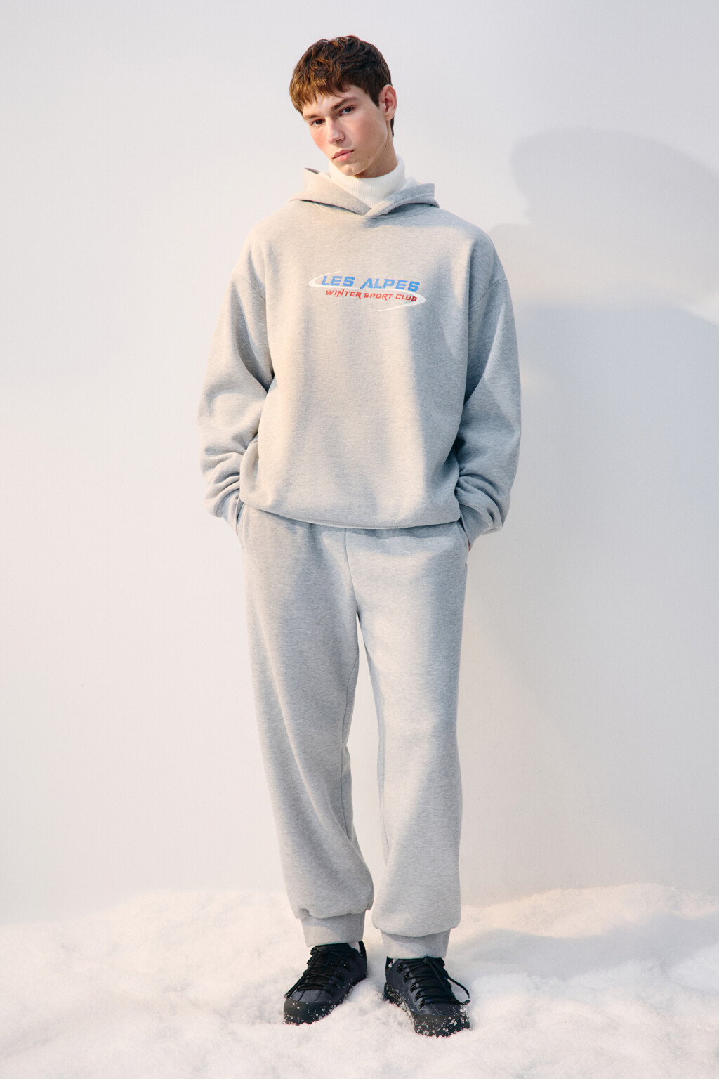 Брюки-джоггеры утепленные - цвет серый - 4