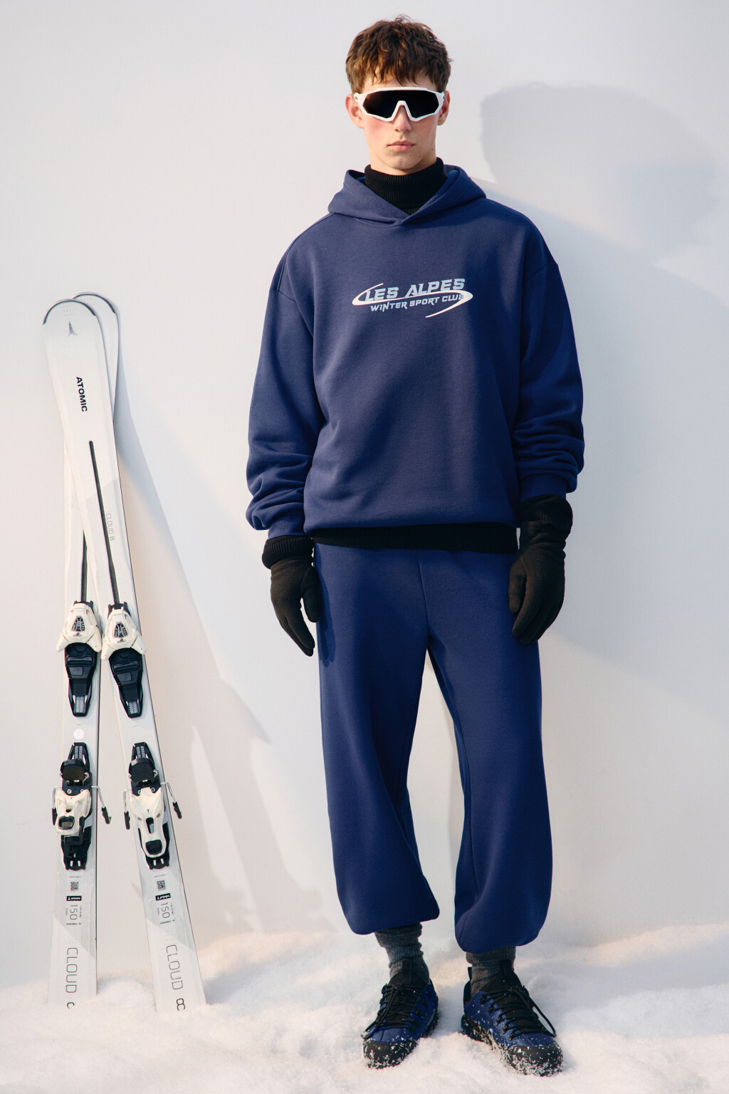 Брюки-джоггеры утепленные - цвет синий - 1