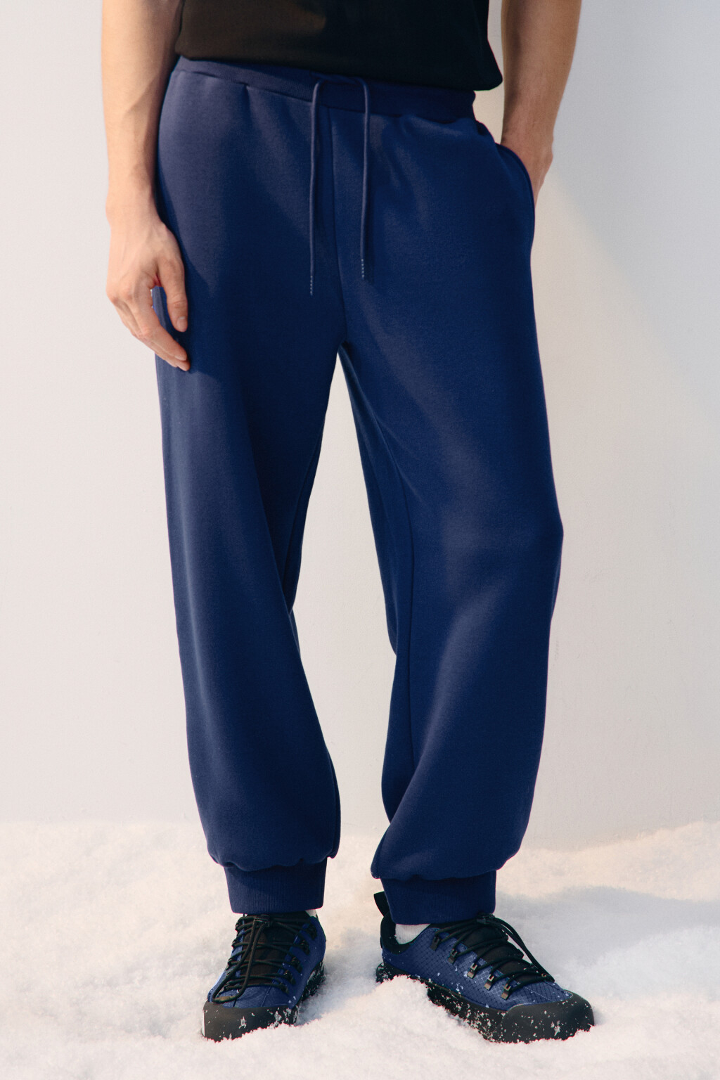 Брюки-джоггеры утепленные - цвет синий - 2