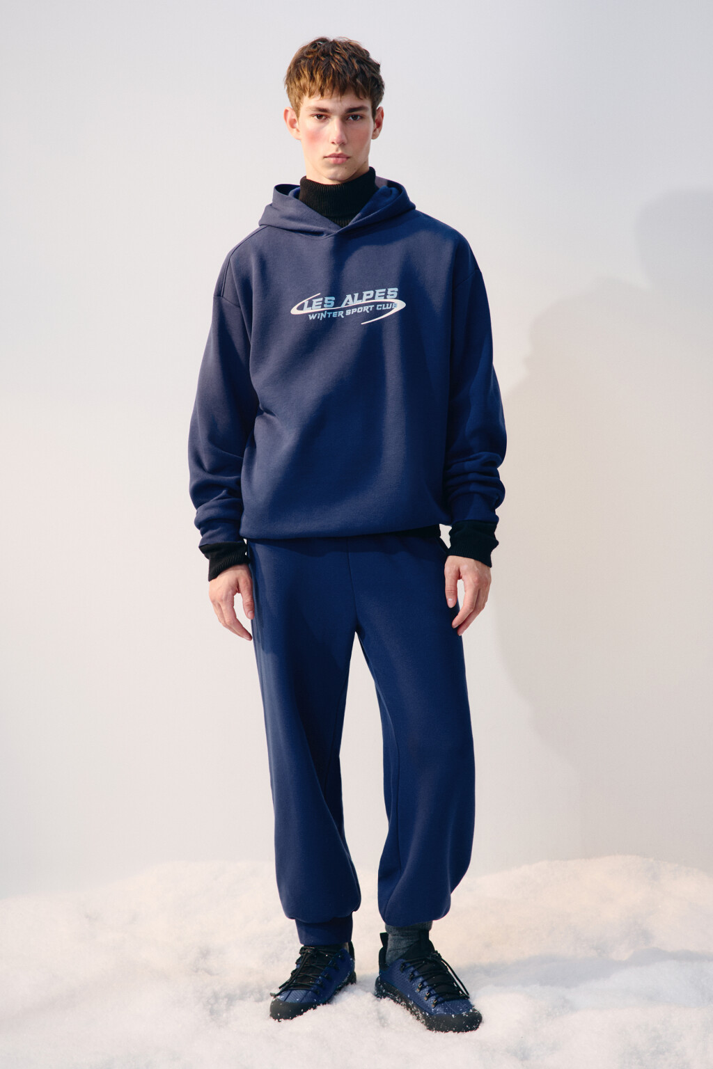 Брюки-джоггеры утепленные - цвет синий - 4