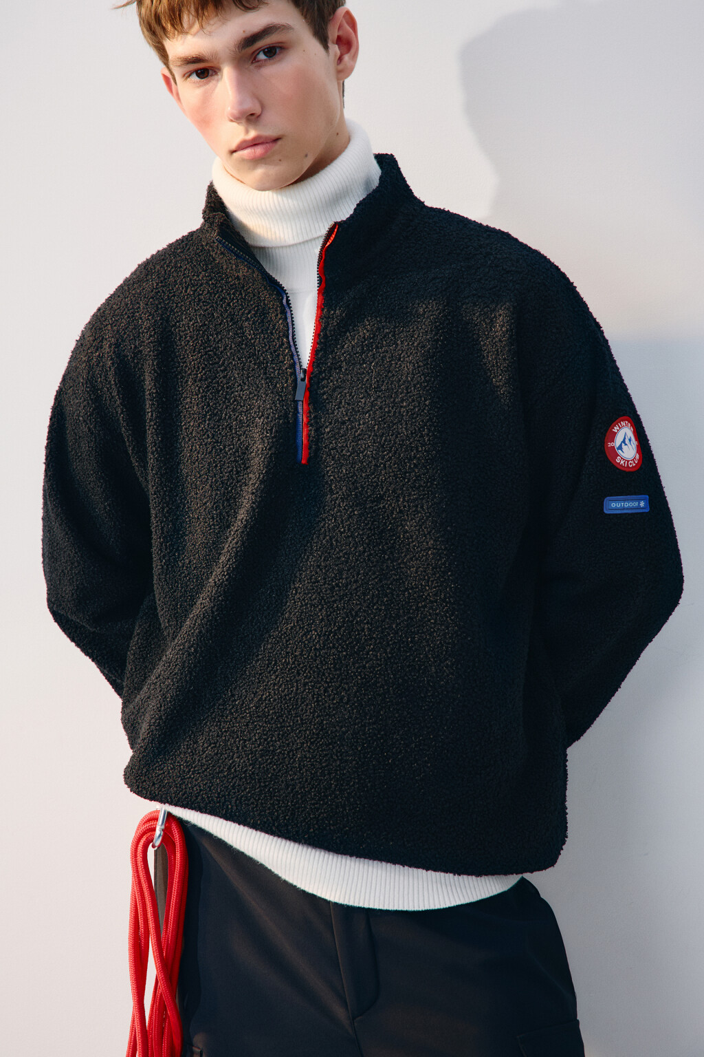 Толстовка-флиска с нашивками - цвет черный - 1