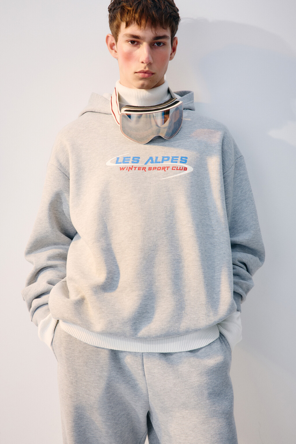 Худи с капюшоном и принтом - цвет серый - 1