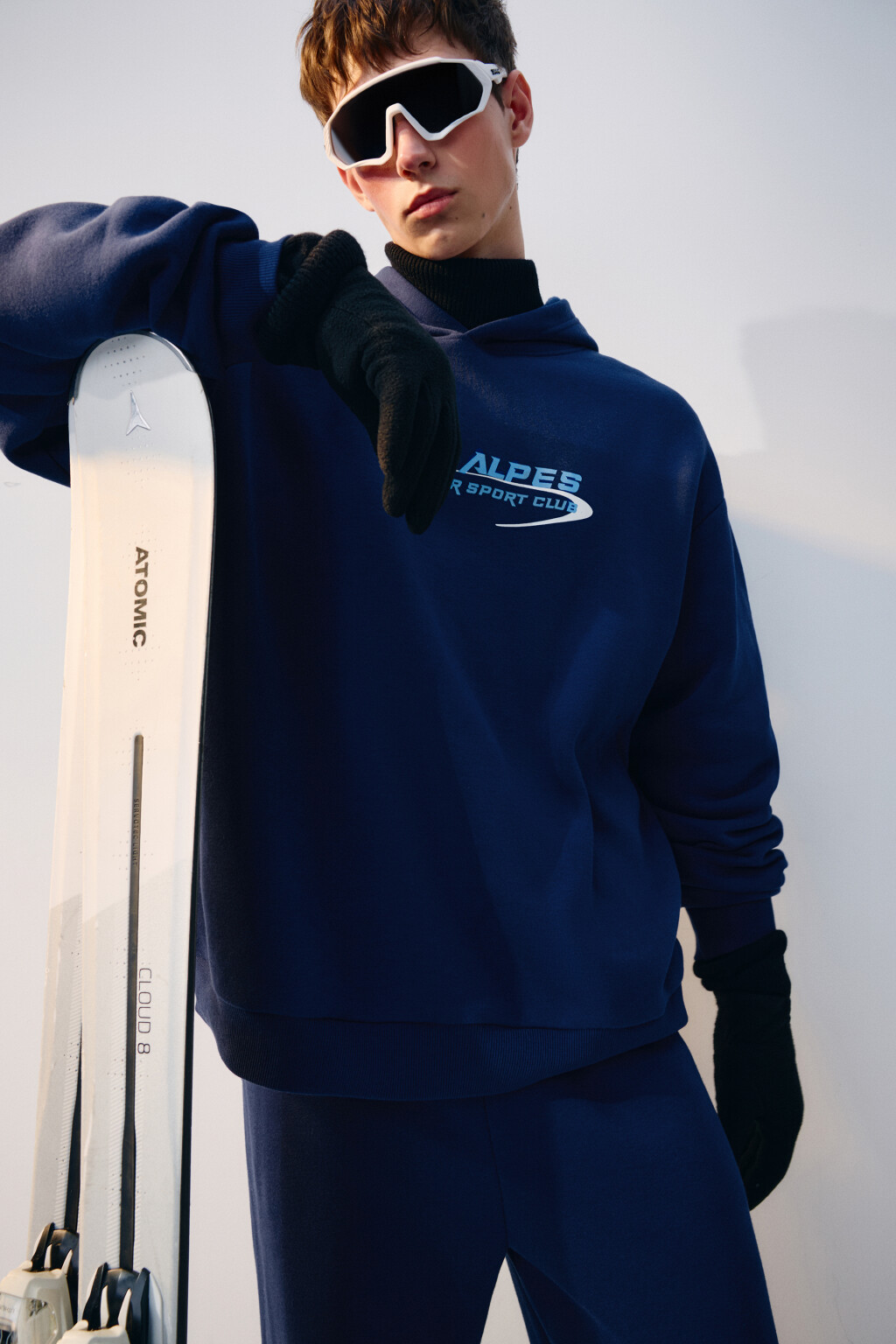 Худи с капюшоном и принтом - цвет синий - 2