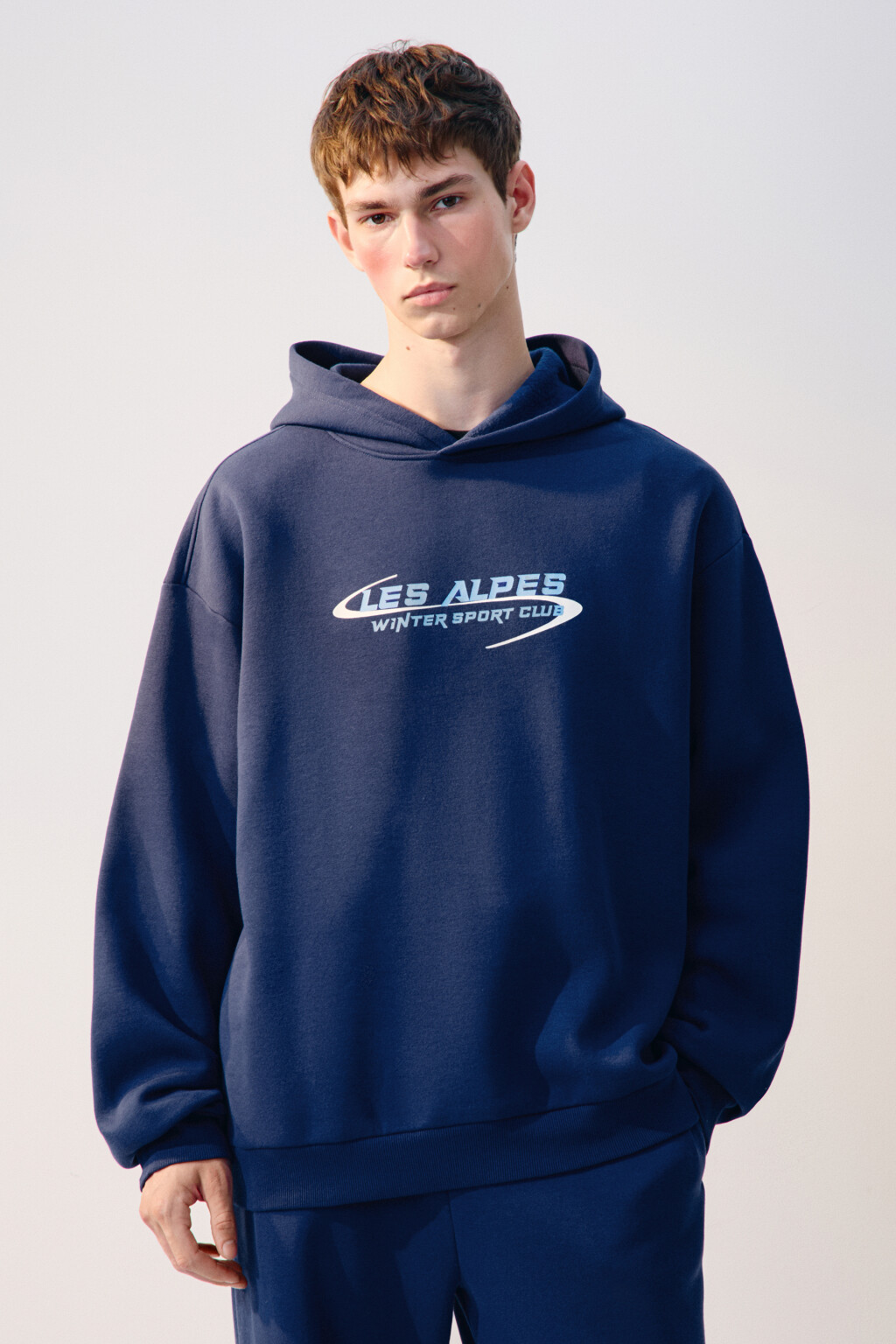 Худи с капюшоном и принтом - цвет синий - 3