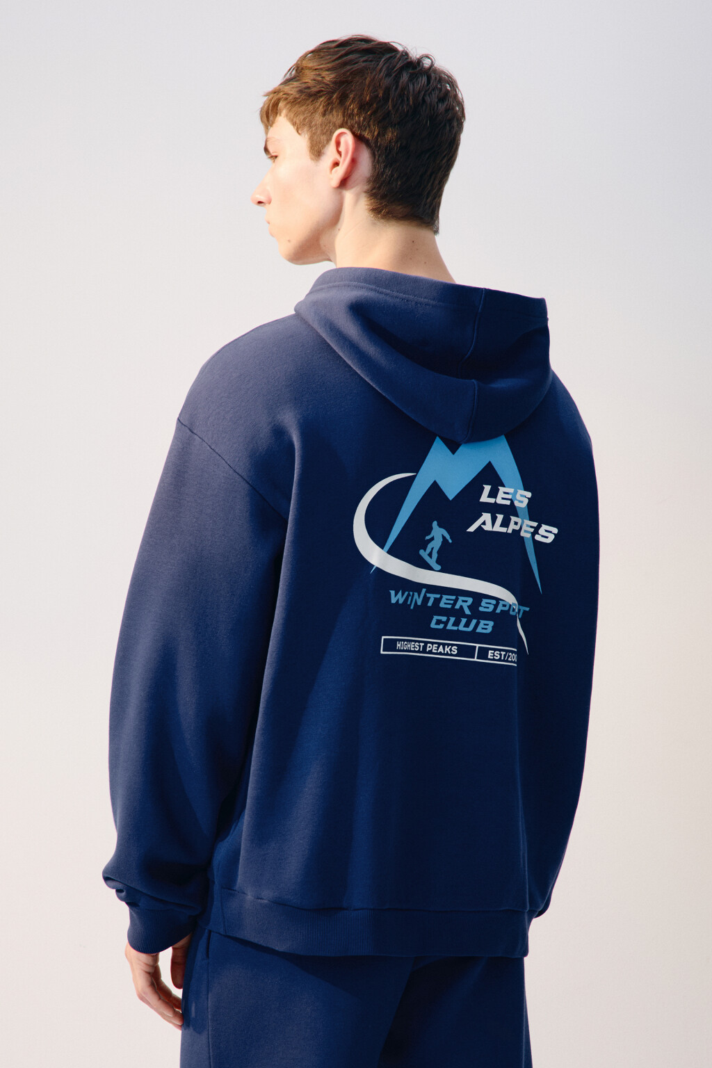 Худи с капюшоном и принтом - цвет синий - 4