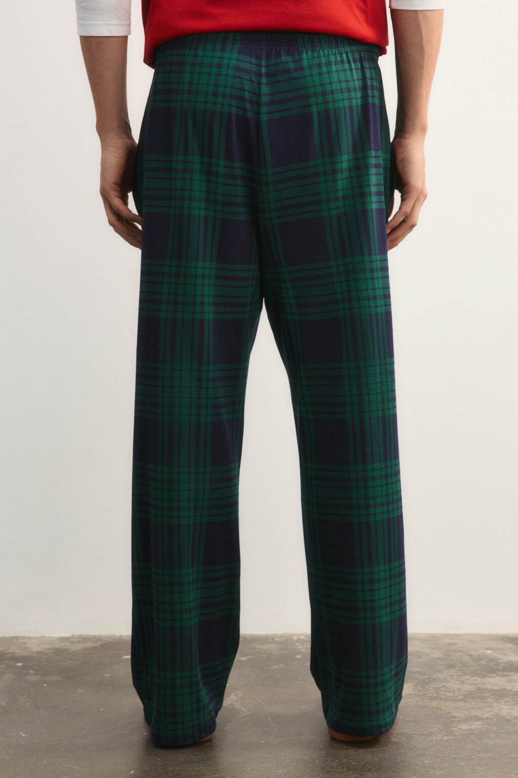 Брюки пижамные в клетку - цвет зеленый - 3